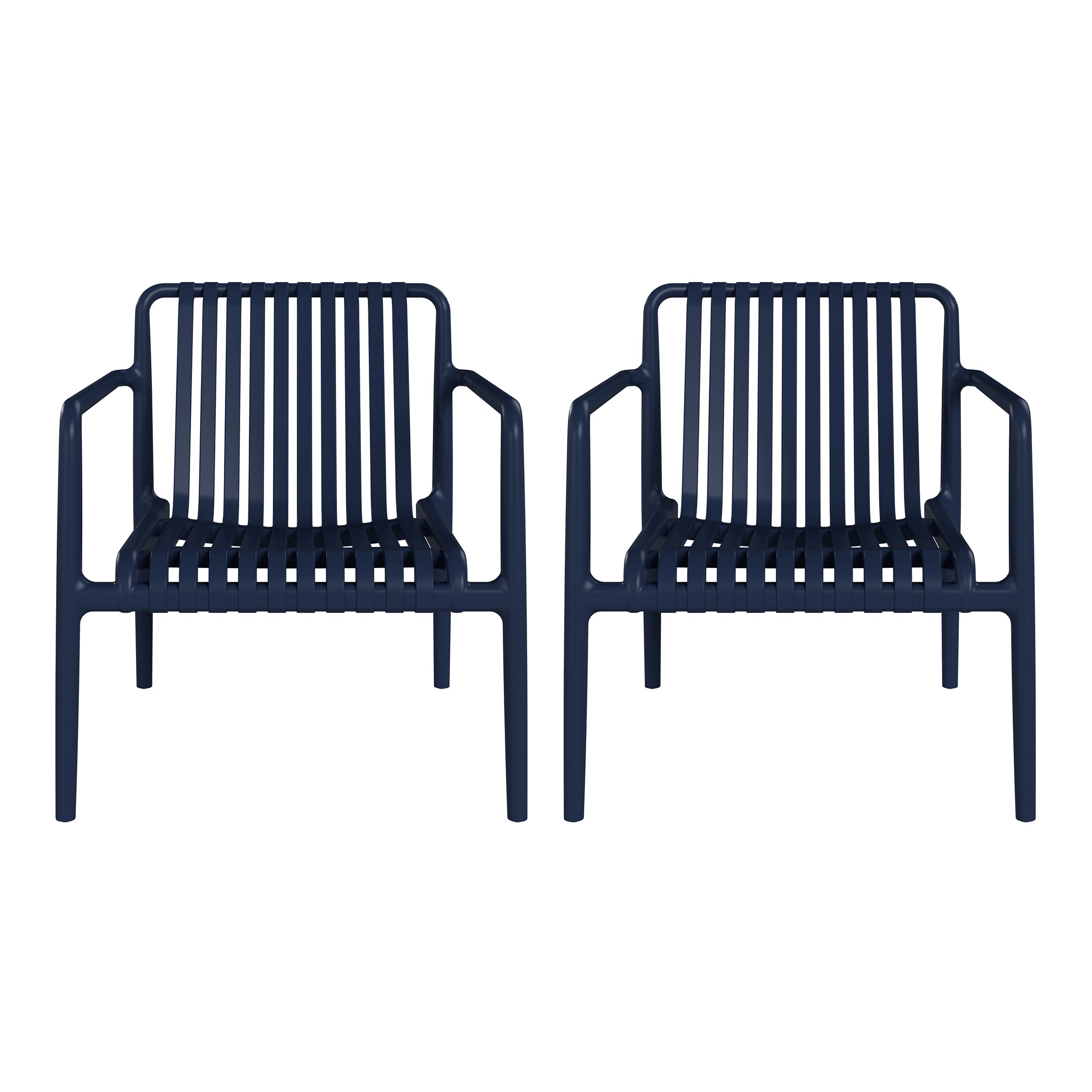 Sunshine Outdoor Modern Stackable Plastic Patio Club Armchairs (Set of 2)