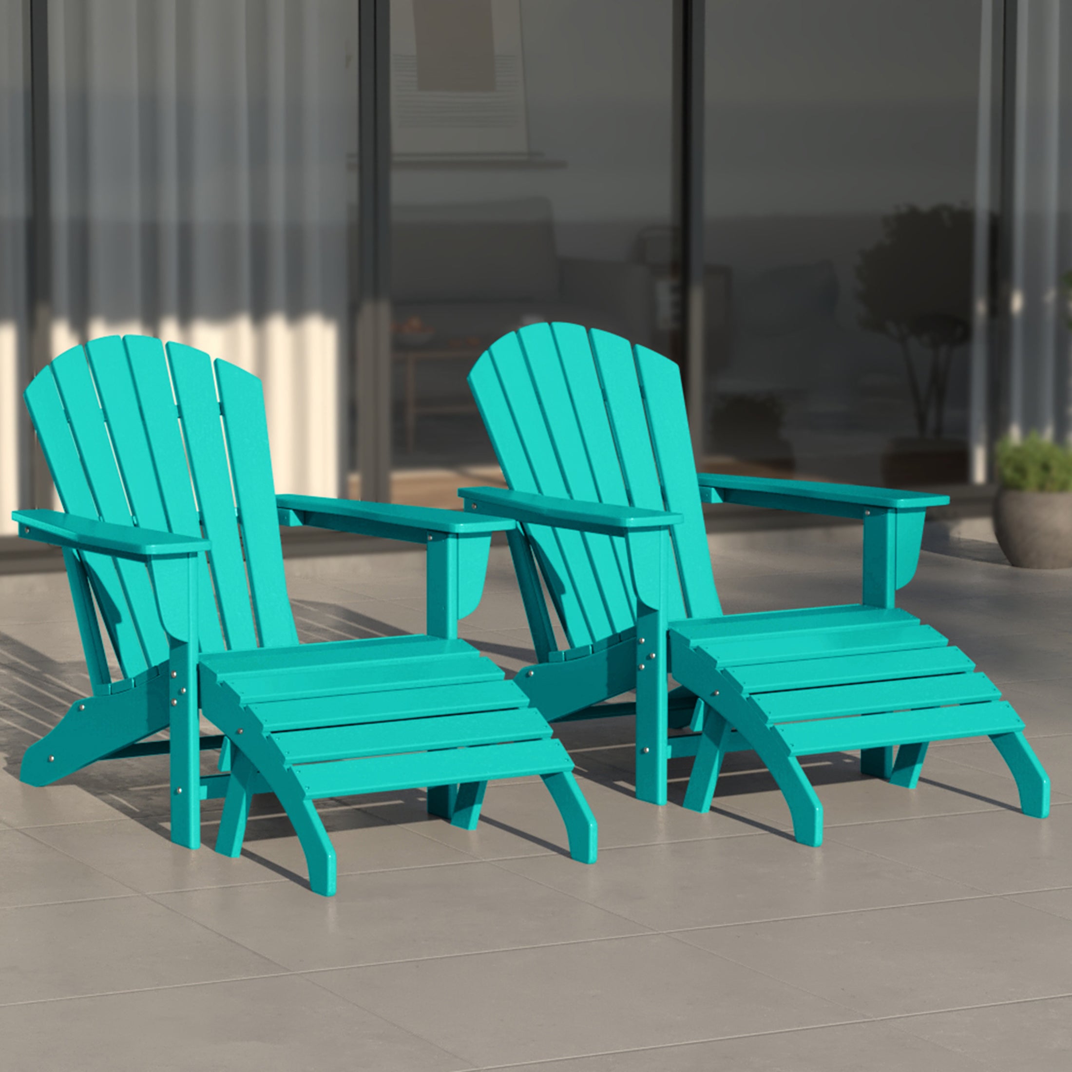 Portside Outdoor Adirondack Chair With Ottoman 4-Piece Set