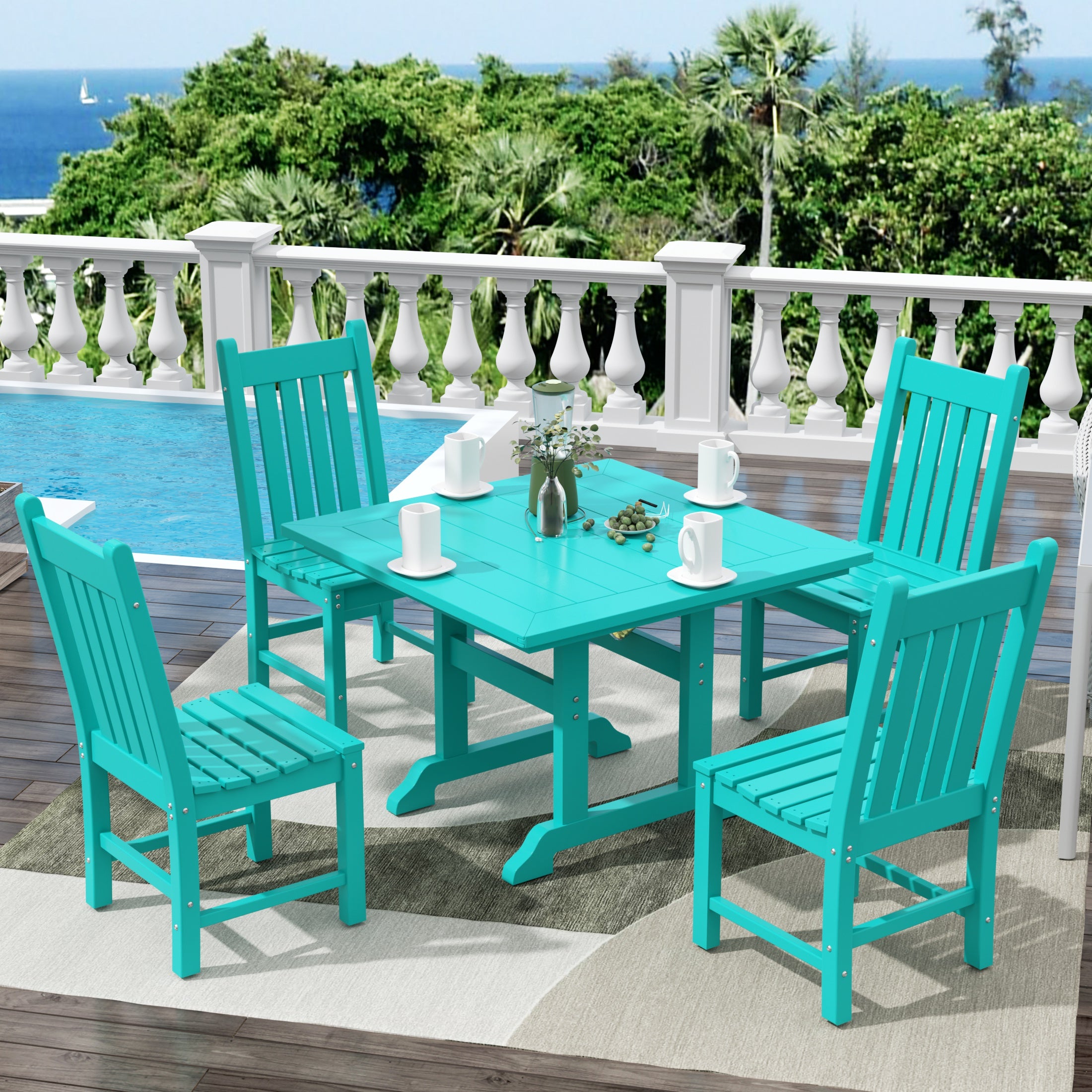 Paradise 5 Piece Outdoor Patio Dining Set Outdoor Square Table and Chair Set
