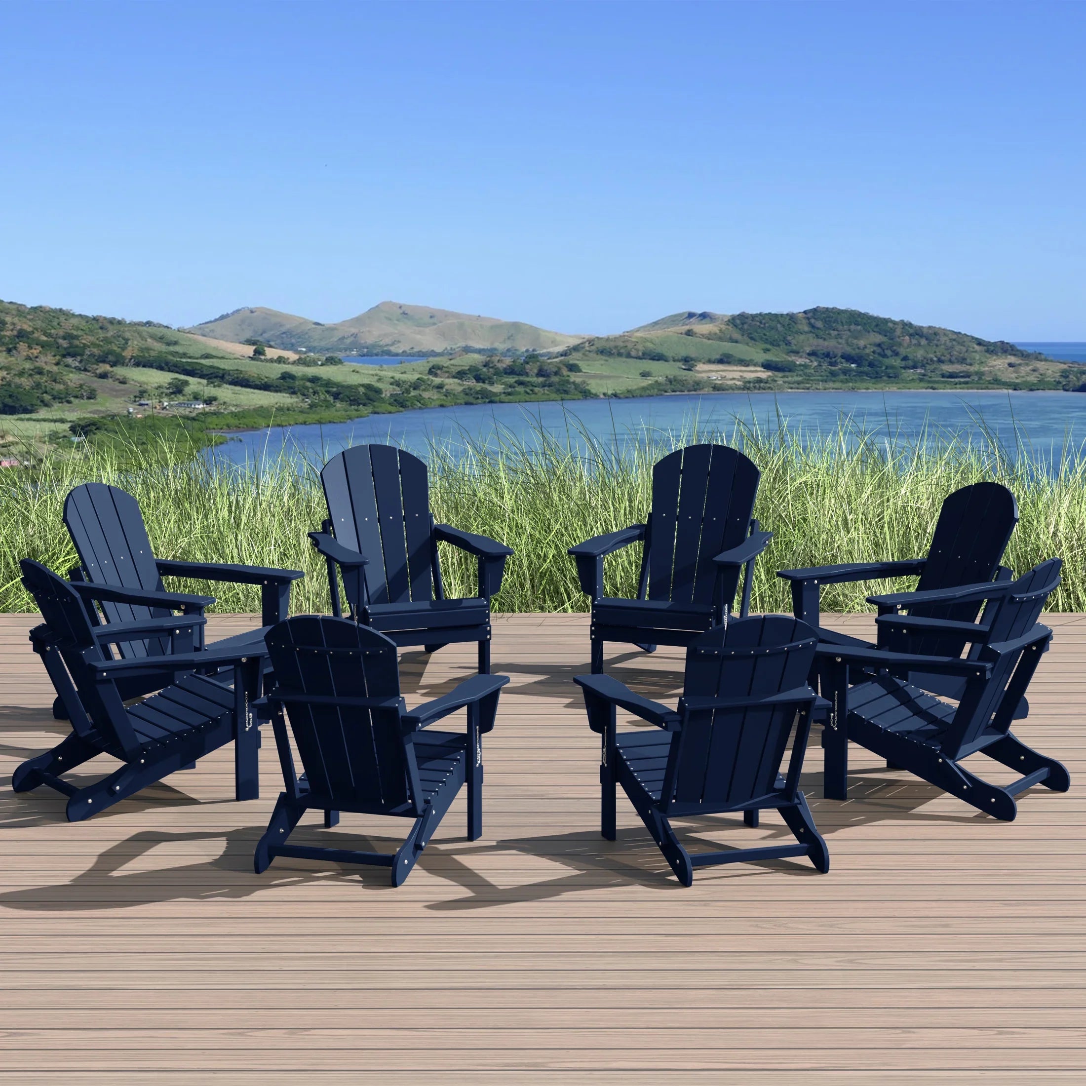 PARADISE Plastic Outdoor Folding Adirondack Lawn Patio Chair (Set