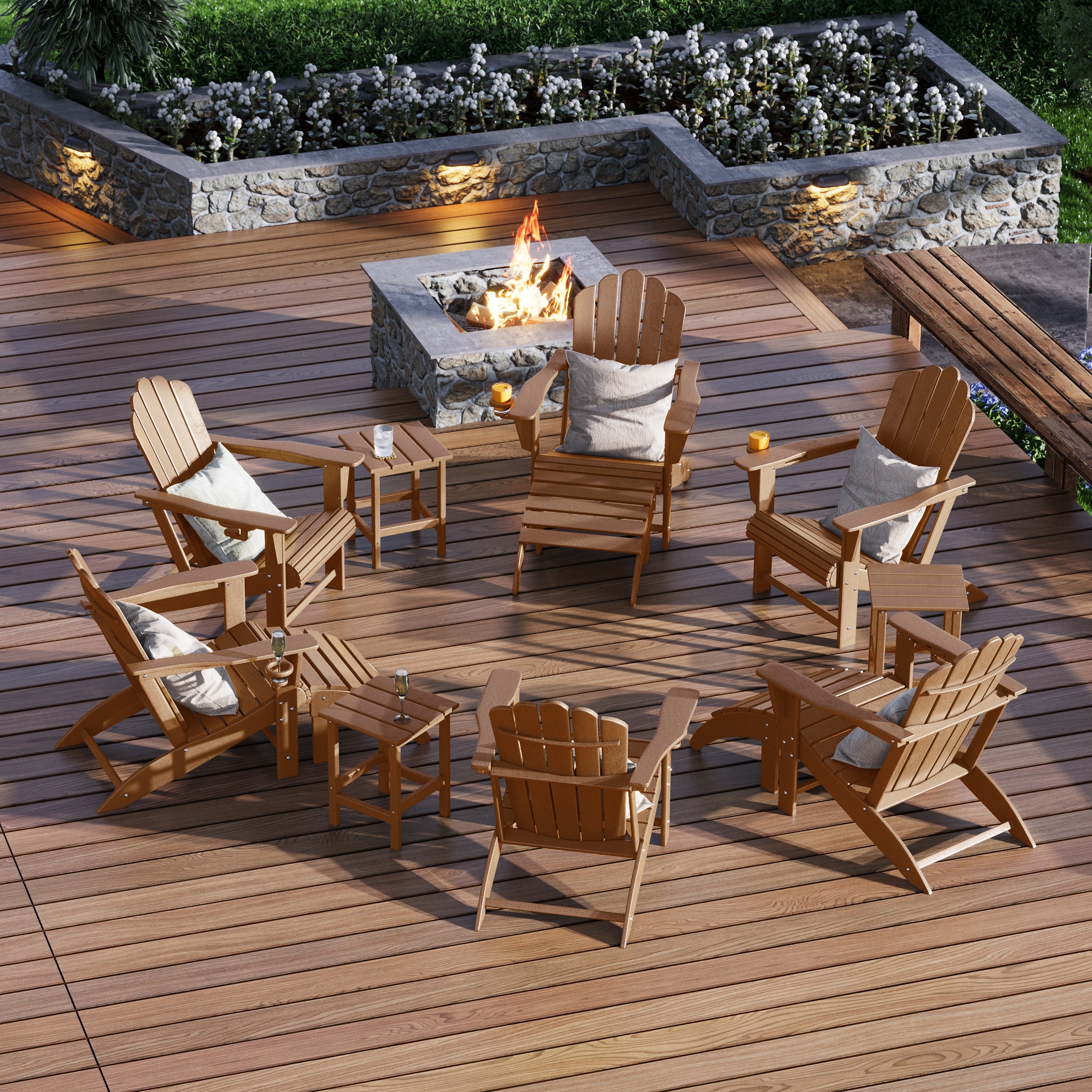 Lakeview 12-Piece HDPE Outdoor Patio Furniture Adirondack Chair Conver