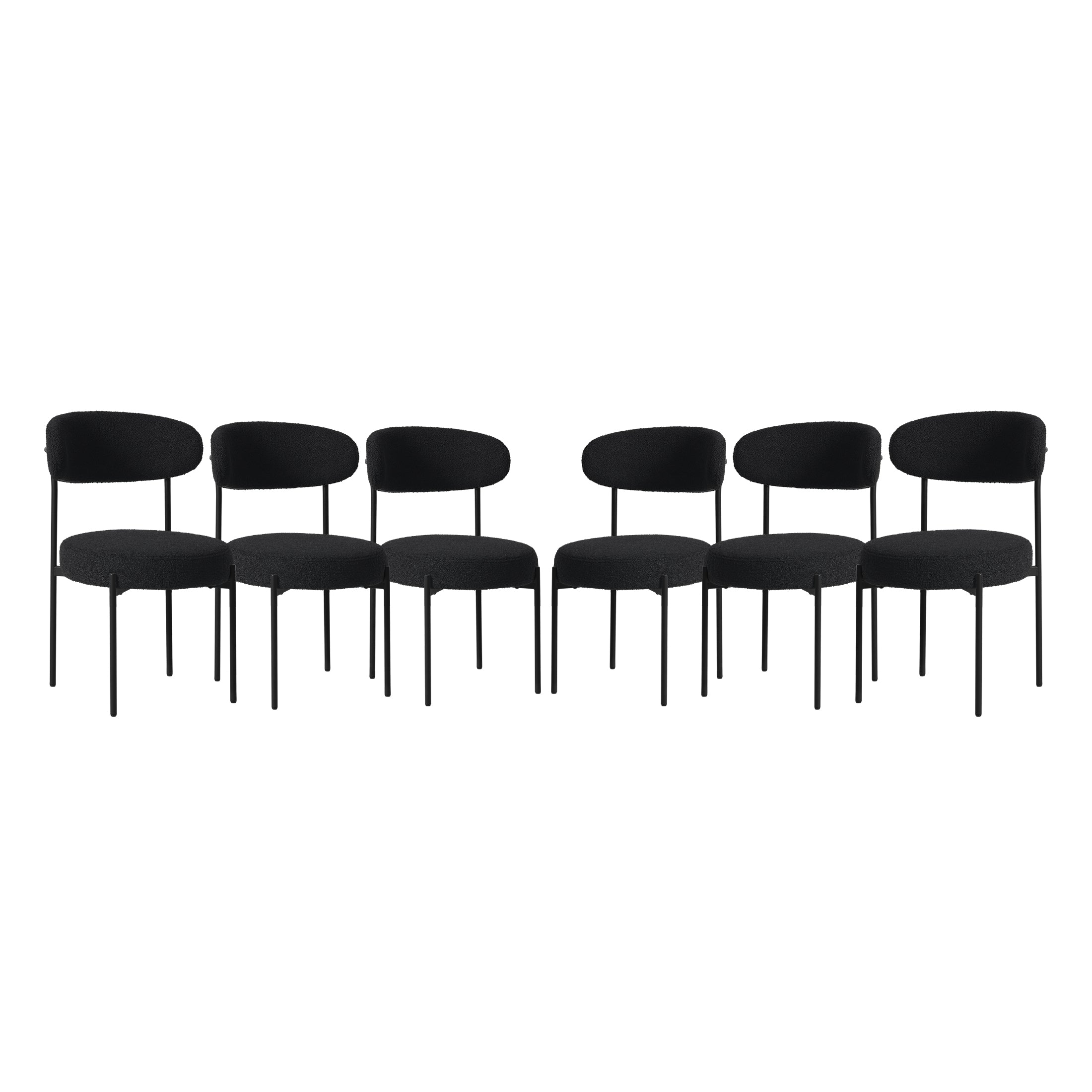 Celine Mid-Century Modern Upholstered Sherpa Round Dining Chairs (Set of 6)