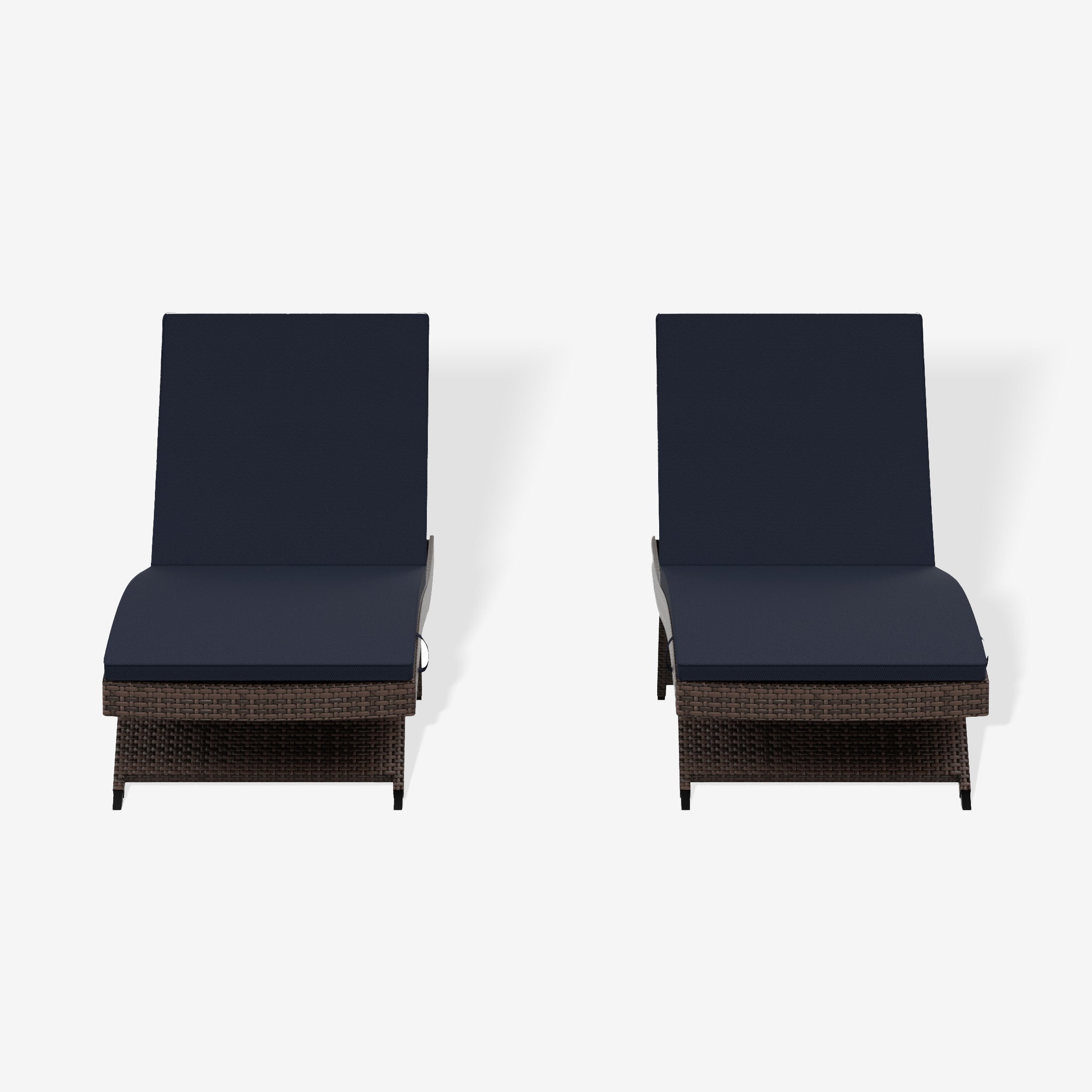 Bahama Brown Rattan Wicker Outdoor Patio Chaise Lounge with Cushion (Set of 2)