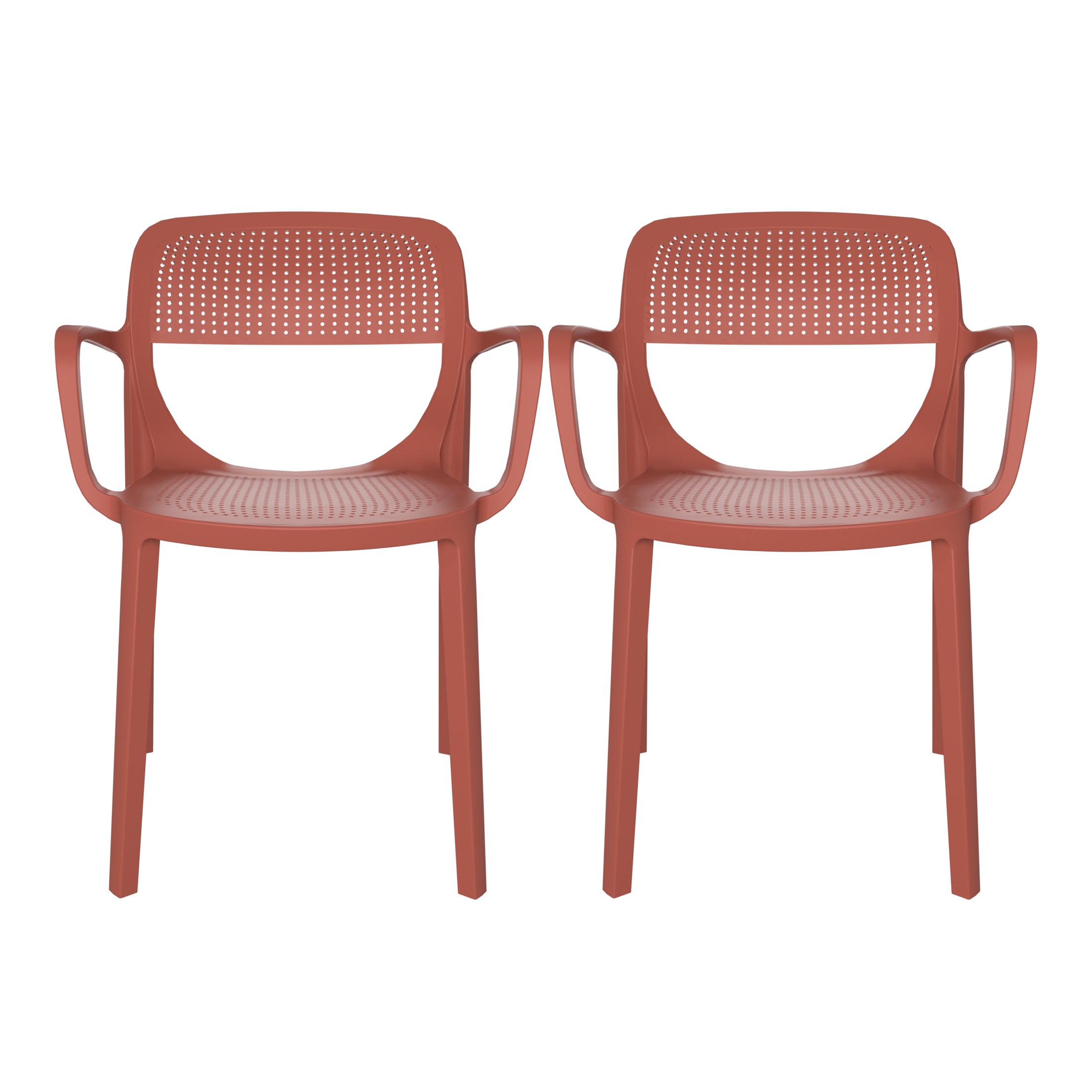 Sunshine Outdoor Stackable Plastic Resin Patio Dining Armchair (Set of 2)