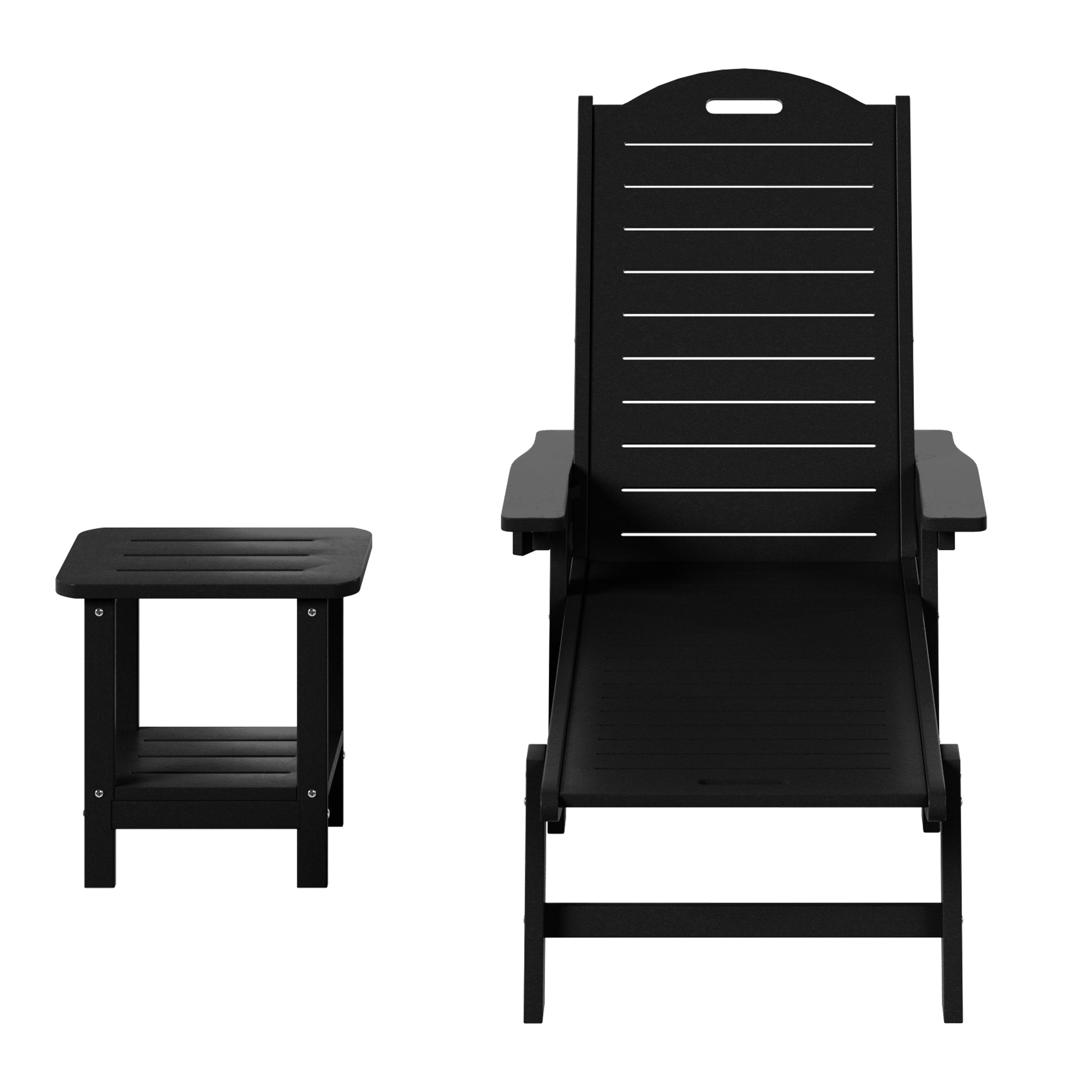 Lago 2-Piece Outdoor Patio Chaise Lounge Chair with Wheels & Cup Holder with Patio Side Table