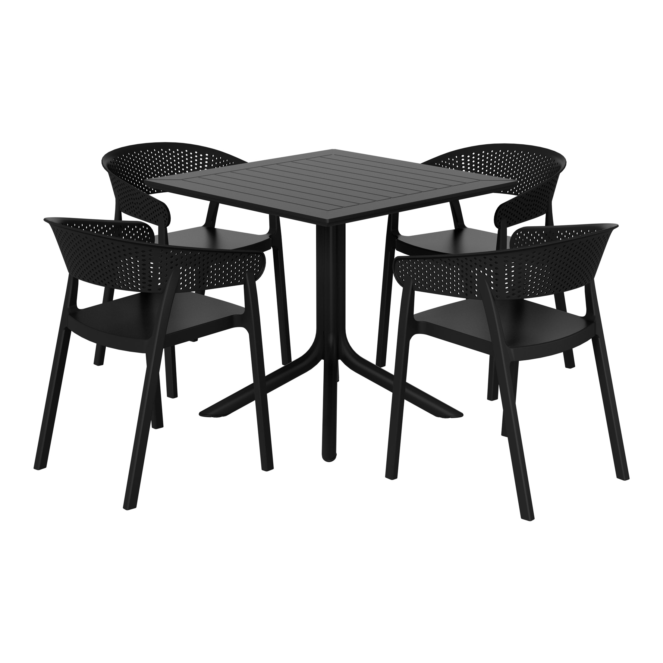 Sunshine 5-Piece Outdoor Resin Square Patio Dining Table Set with Stackable Patio Dining Chairs