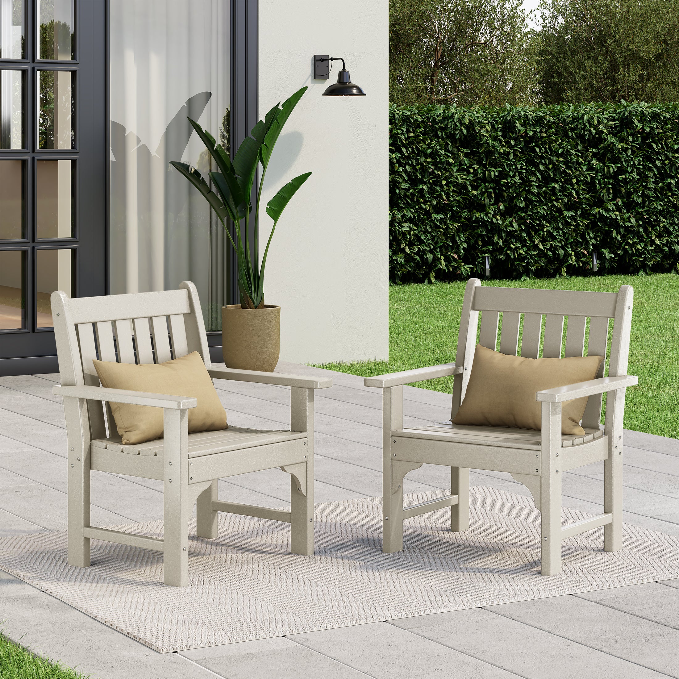 Paradise Outdoor Patio HDPE Adirondack Dining Arm Chairs (Set of 2)