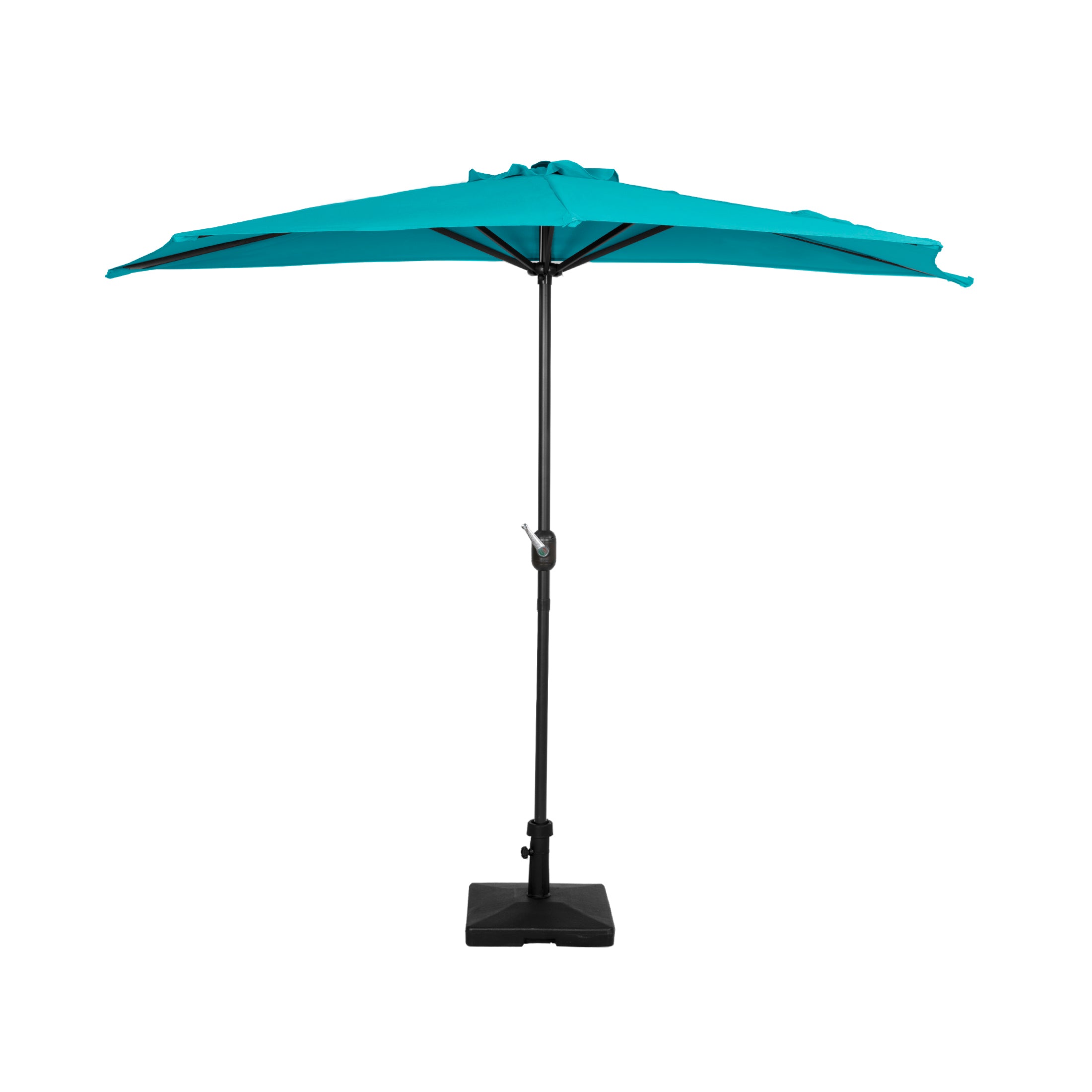 Easton 9 ft. Aluminum Half Market Crank Lift Patio Umbrella with Base