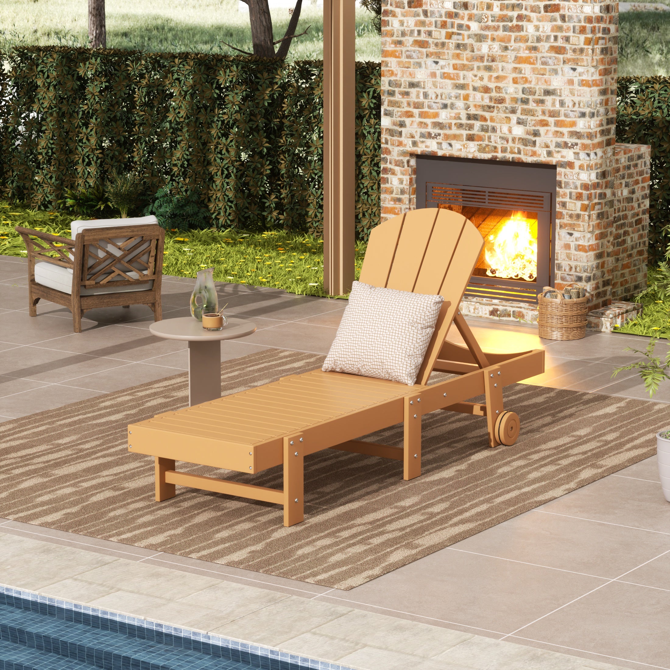 Paradise Adirondack Poly Reclining Chaise Lounge With Wheels