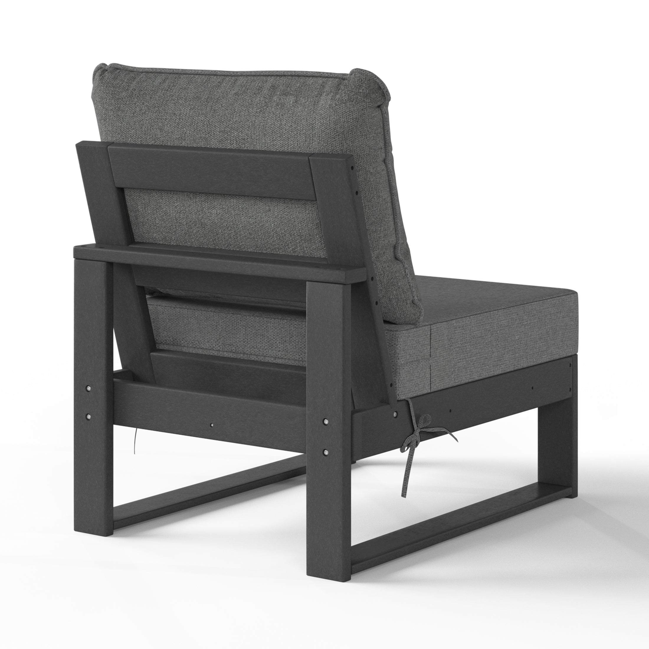 Rockaway Outdoor HDPE Sectional Armless Chair with Water-Proof Patio Cushions