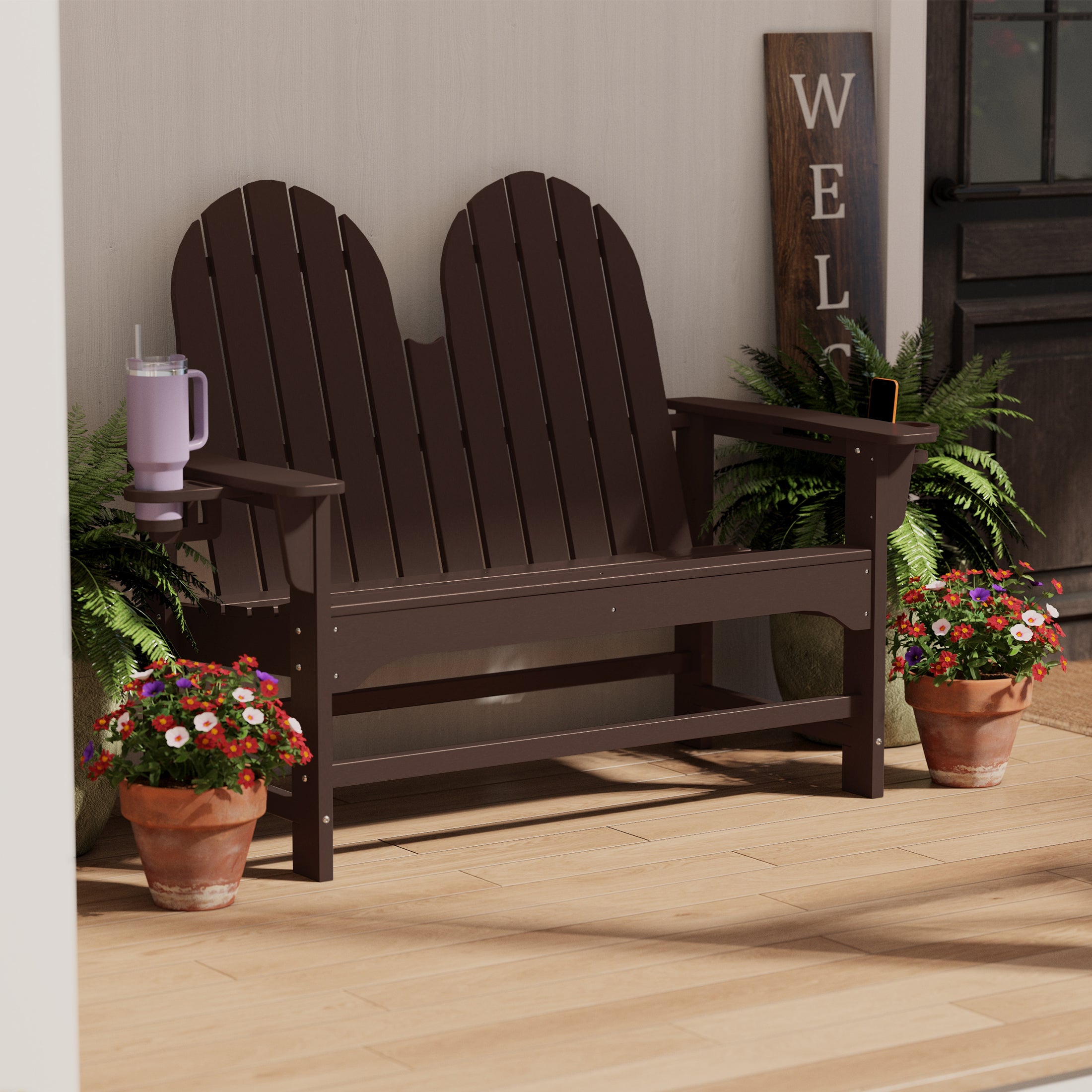Savannah Outdoor Patio 49" HDPE Adirondack Garden Bench
