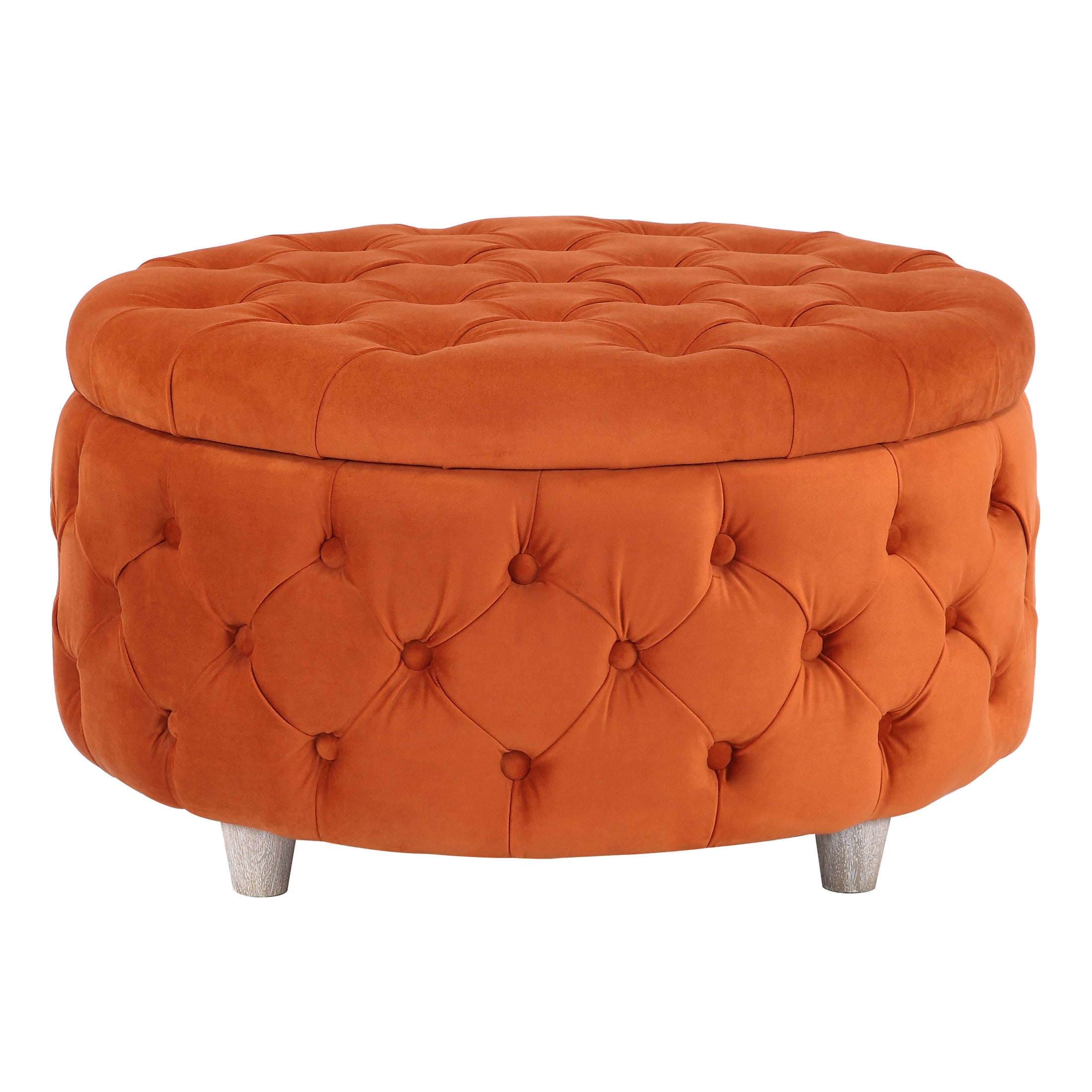 Hank Round Velvet Tufted Storage Ottoman