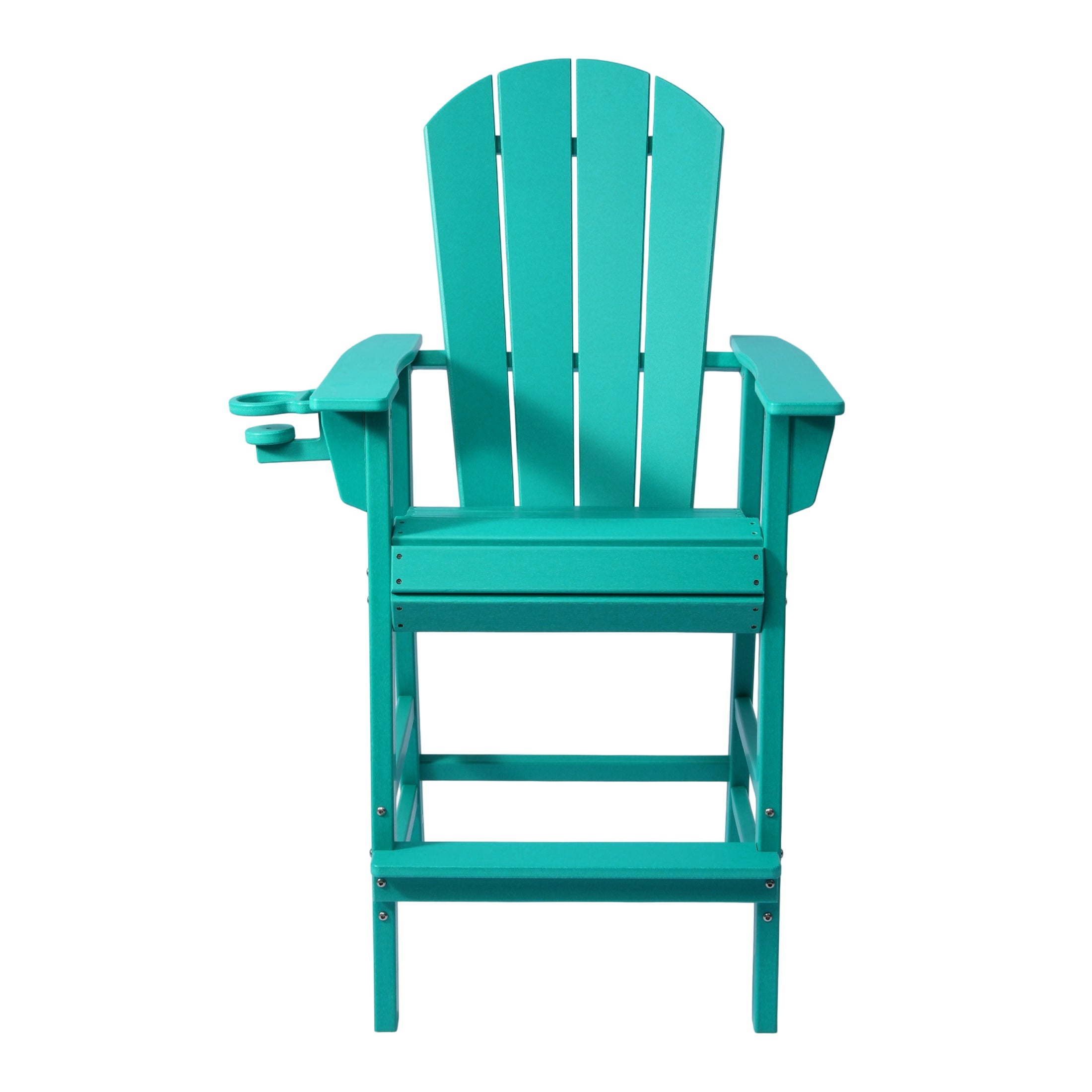 Paradise Outdoor HDPE Tall Adirondack Bar Height Chair With Cup Holder