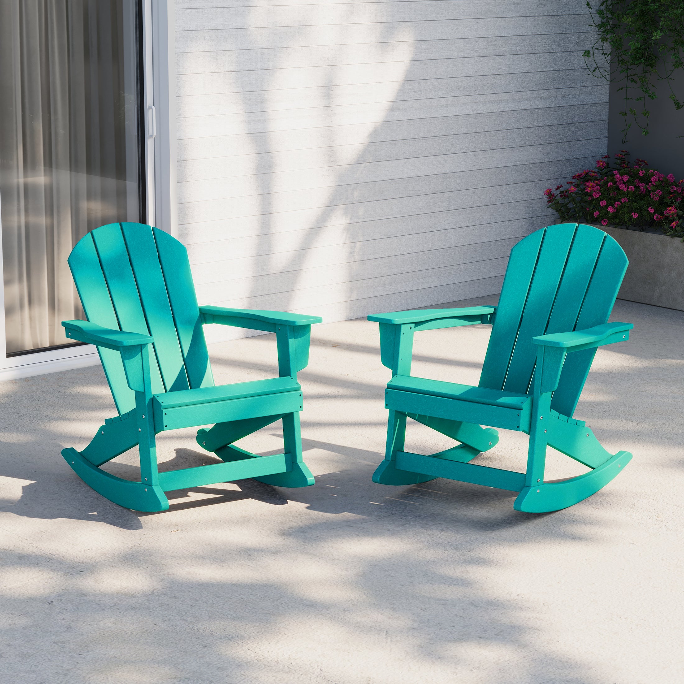 Paradise 2 piece set Outdoor / Patio Poly Adirondack rocking chairs ( 2 seater )