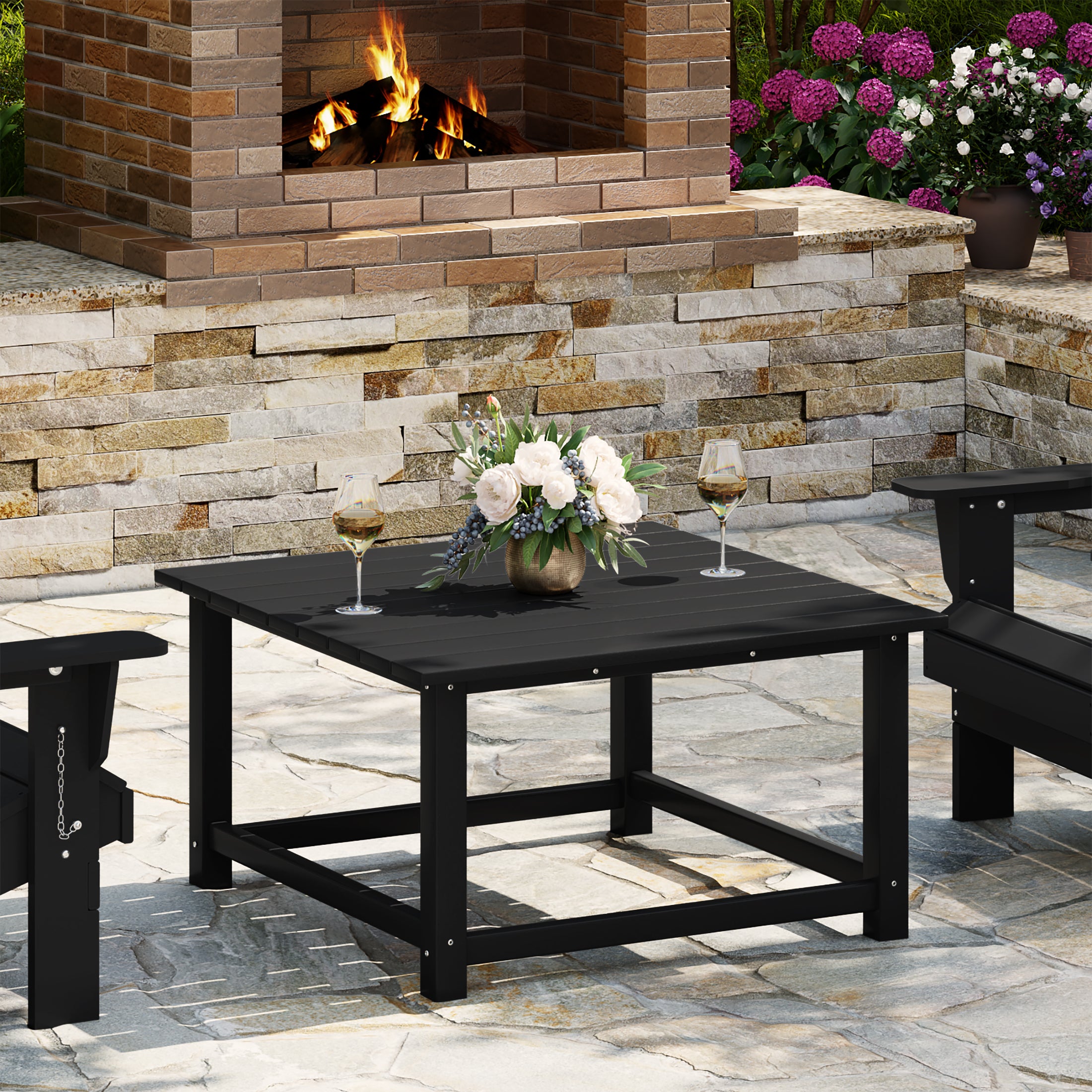 Paradise Low Outdoor HDPE Square Patio Coffee Table