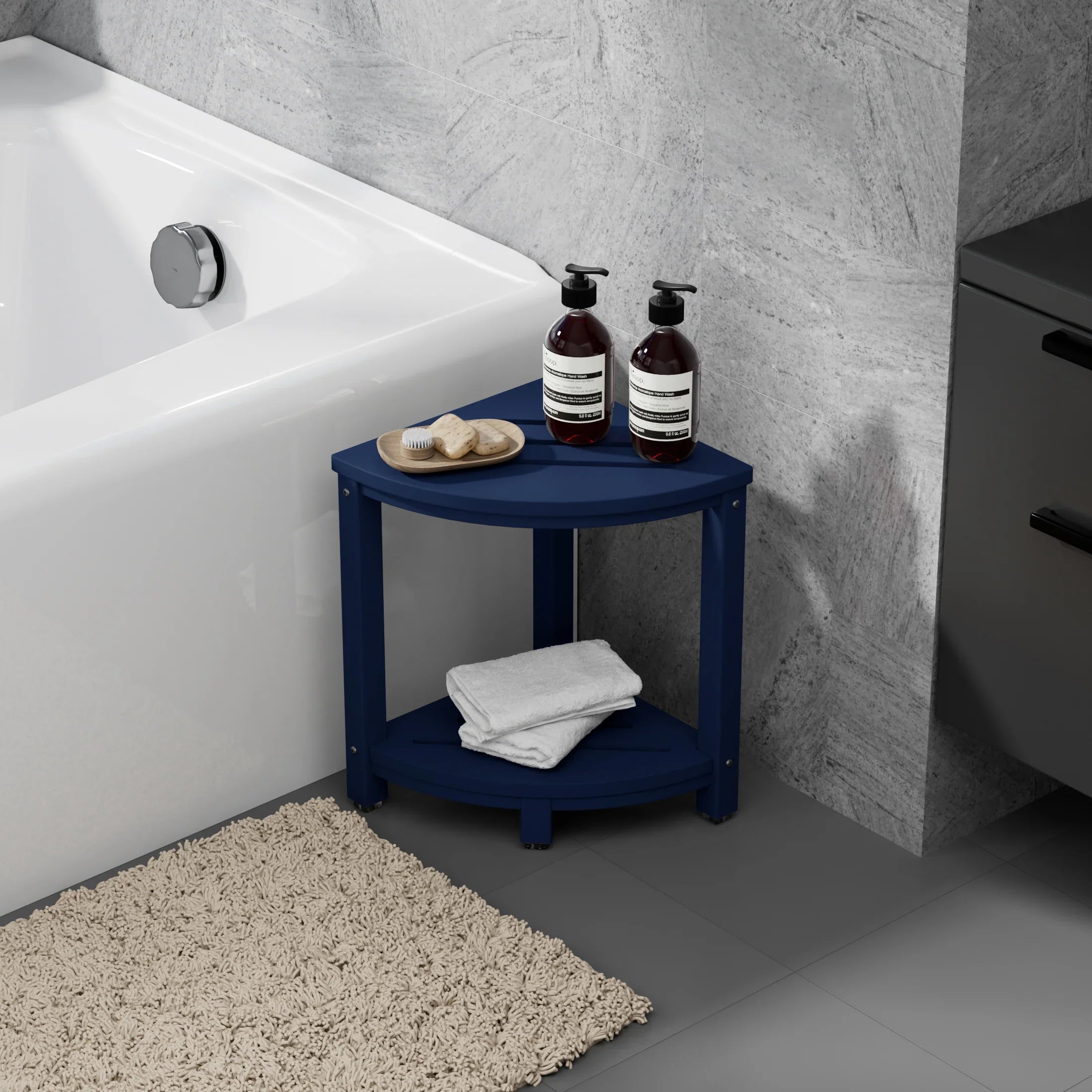 Ventura HDPE Plastic Waterproof Shower Corner Bench