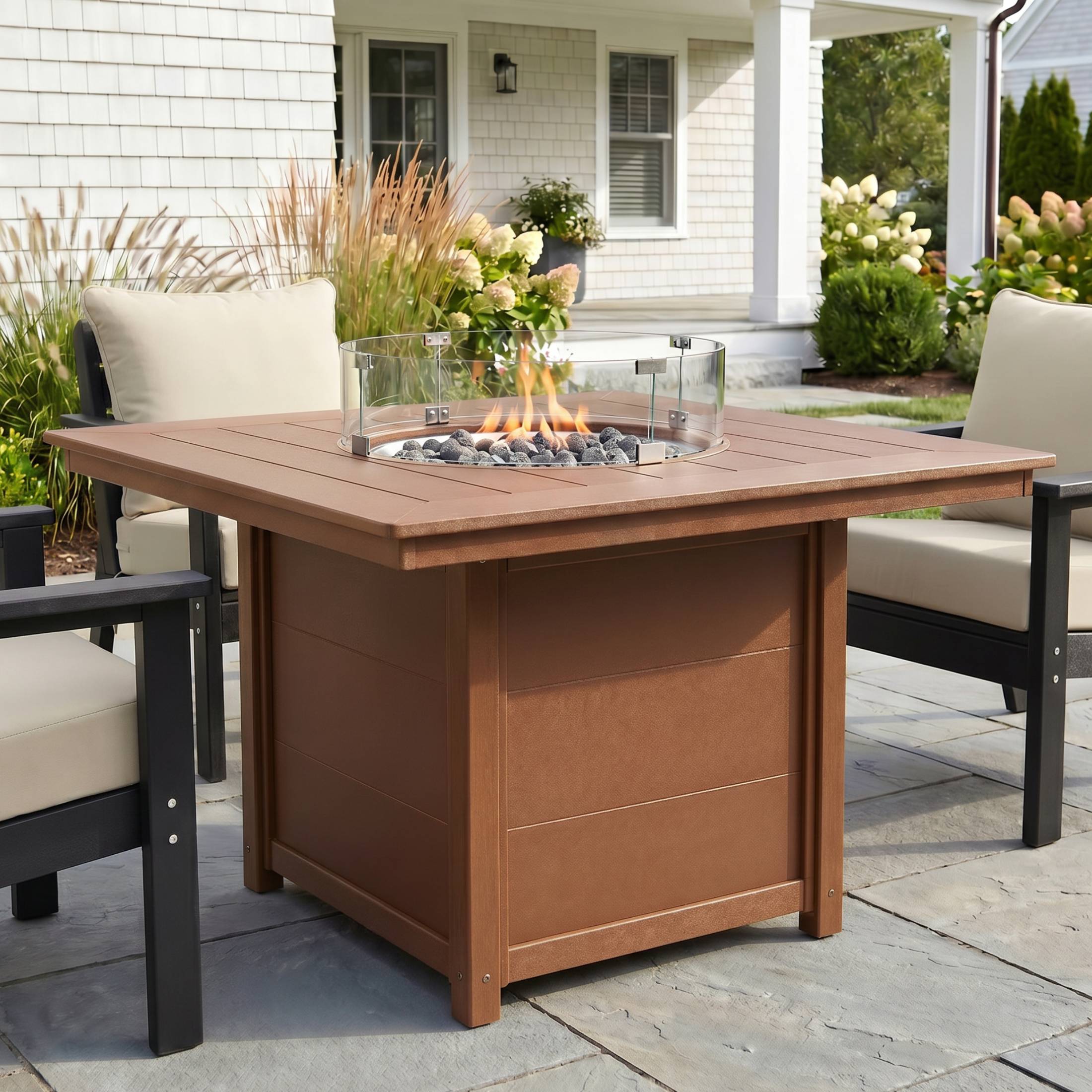 Sol Modern Outdoor Patio Propane 42" Square Fire Pit Table