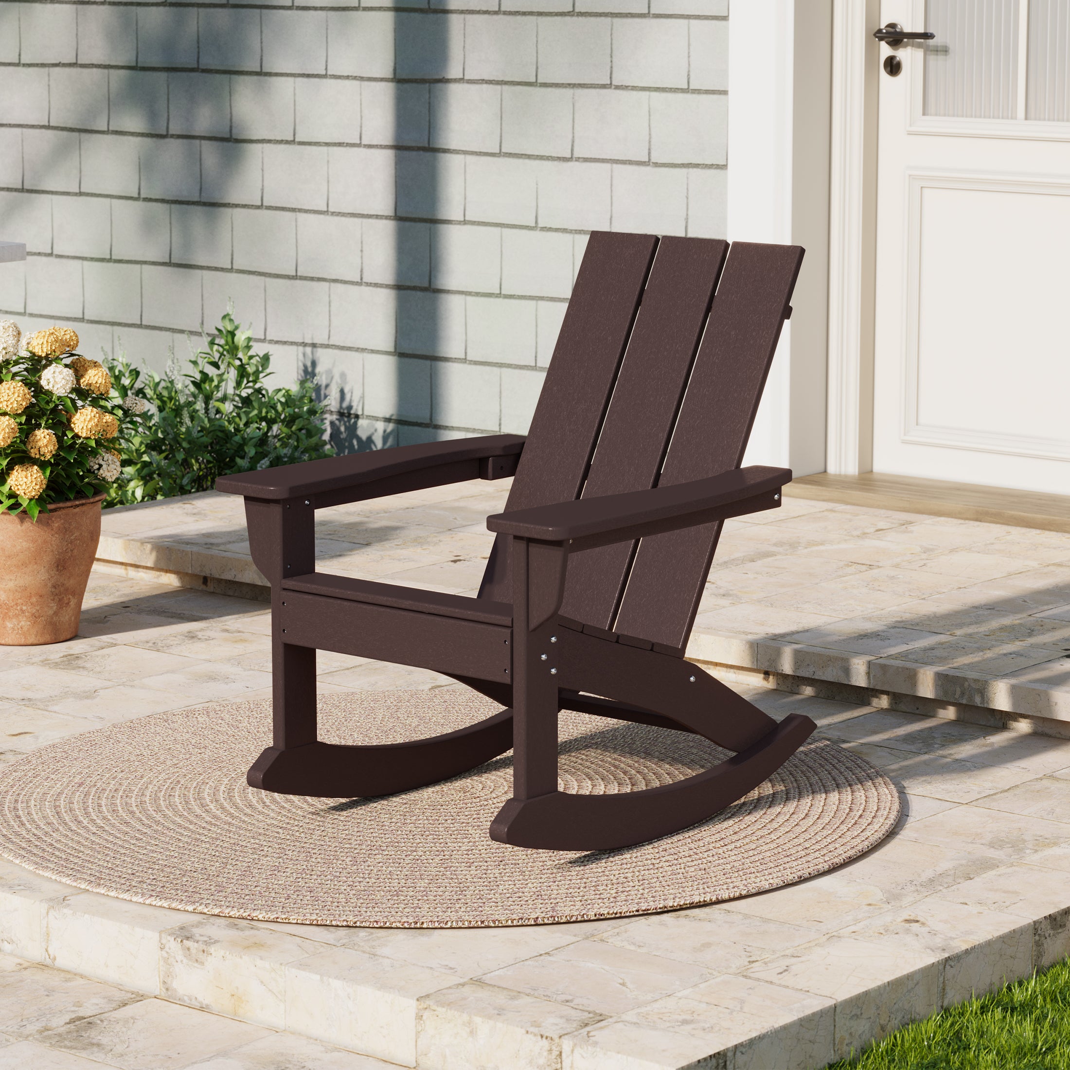 POLYWOOD Modern Curveback Adirondack Rocking Chair - Lemon, image size:2200x2200