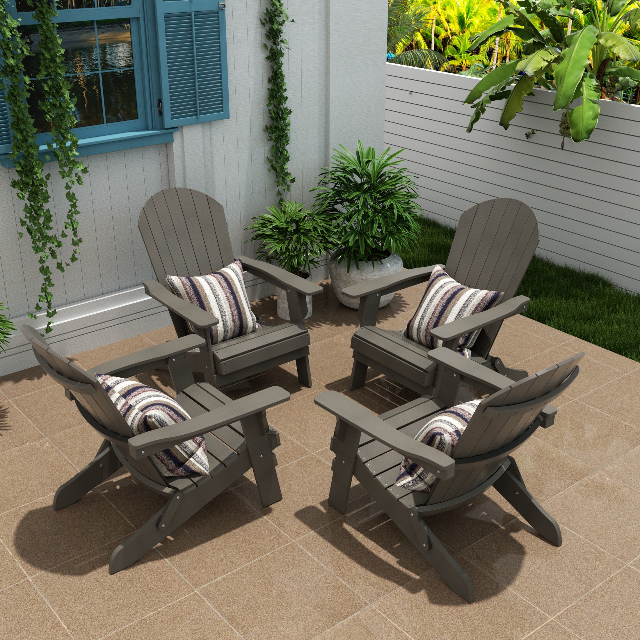 Florence Outdoor Folding Adirondack Seashell Chair (Set of 4)