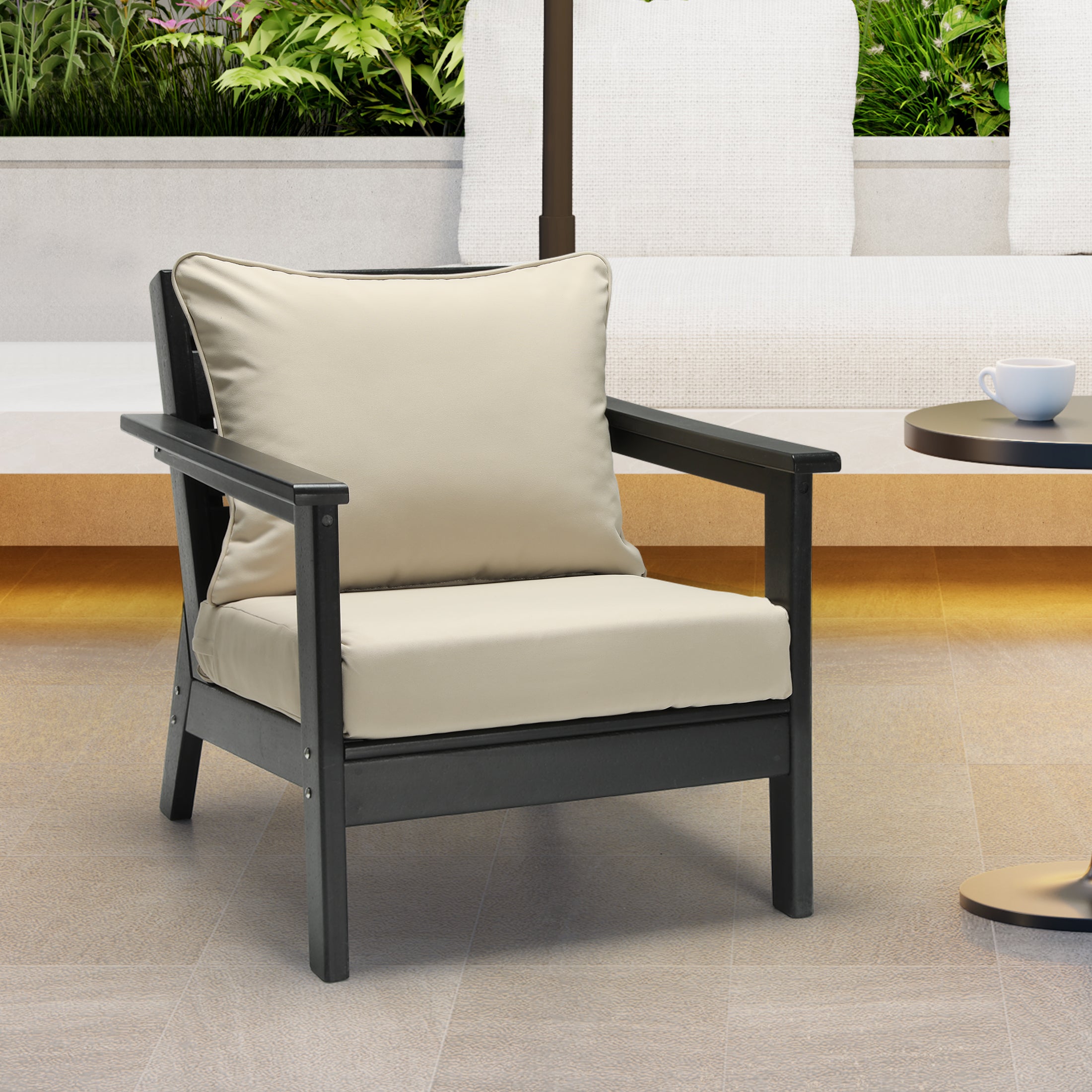 Harmony Water Repellent Outdoor 2-Piece Deep Set Patio Seat Back Chair Cushions, 25" x 25"