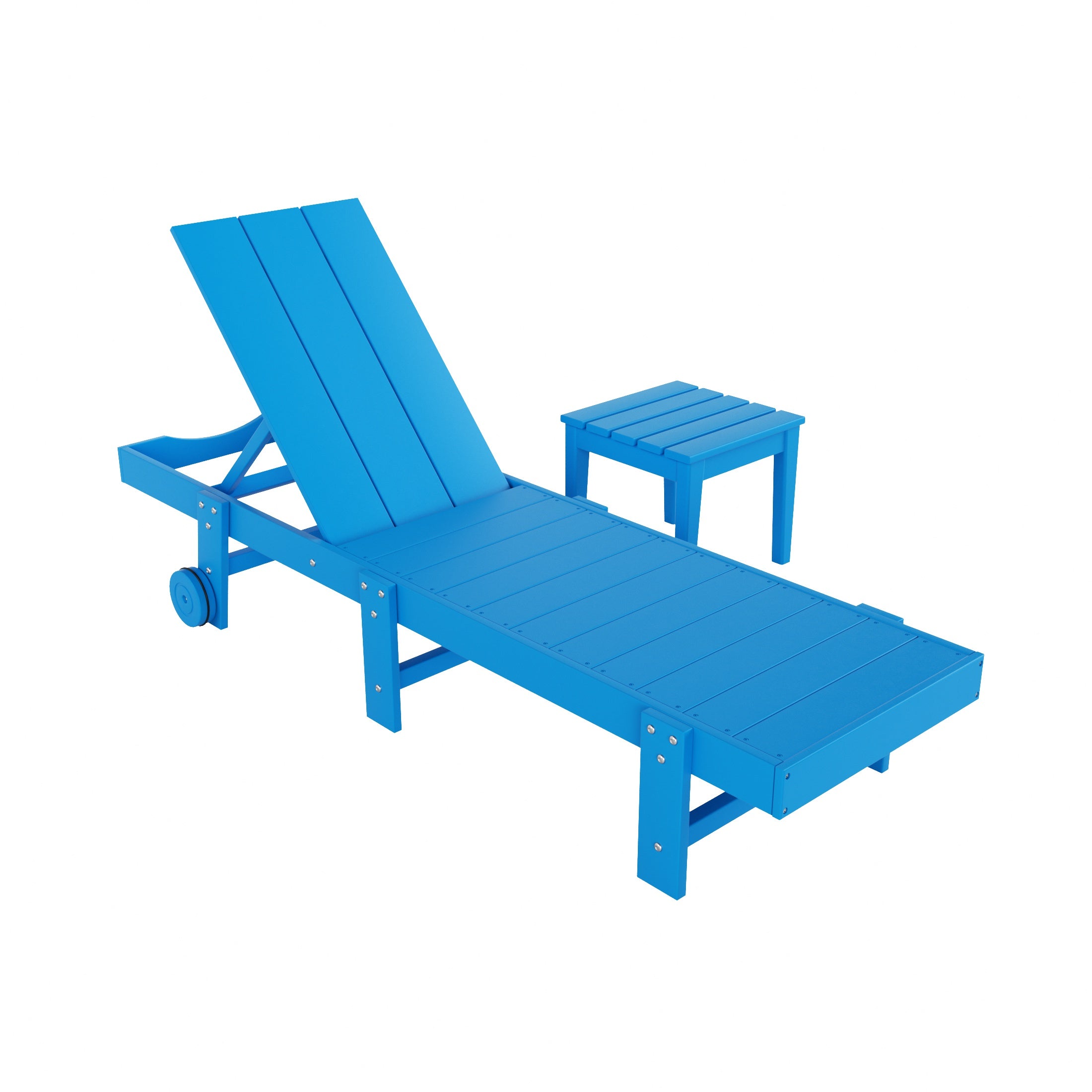 Palms 2 Piece Modern Poly Reclining Chaise Lounge With Wheels