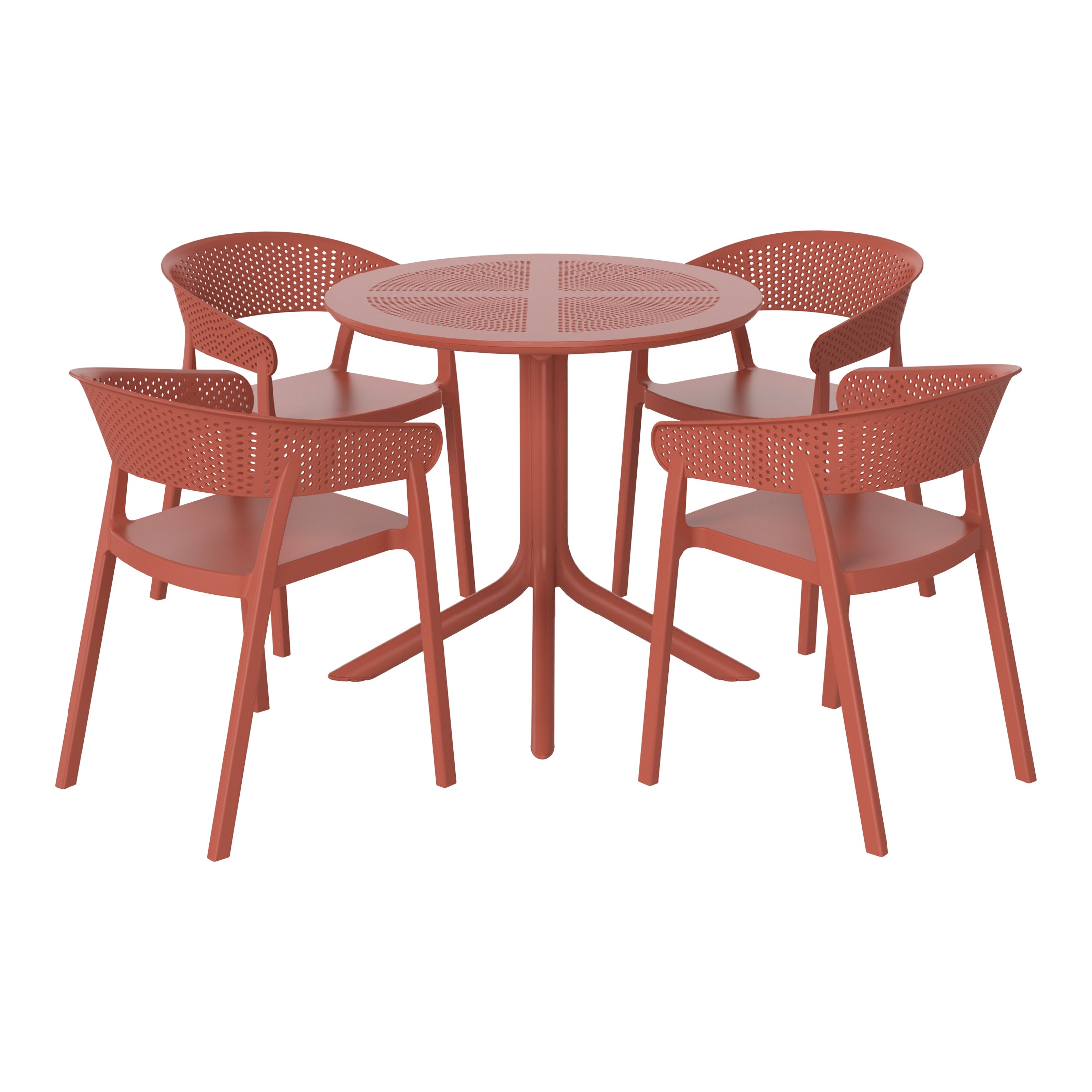 Sunshine 5-Piece Modern Patio Round Dining Table Set with Stackable Patio Dining Chairs