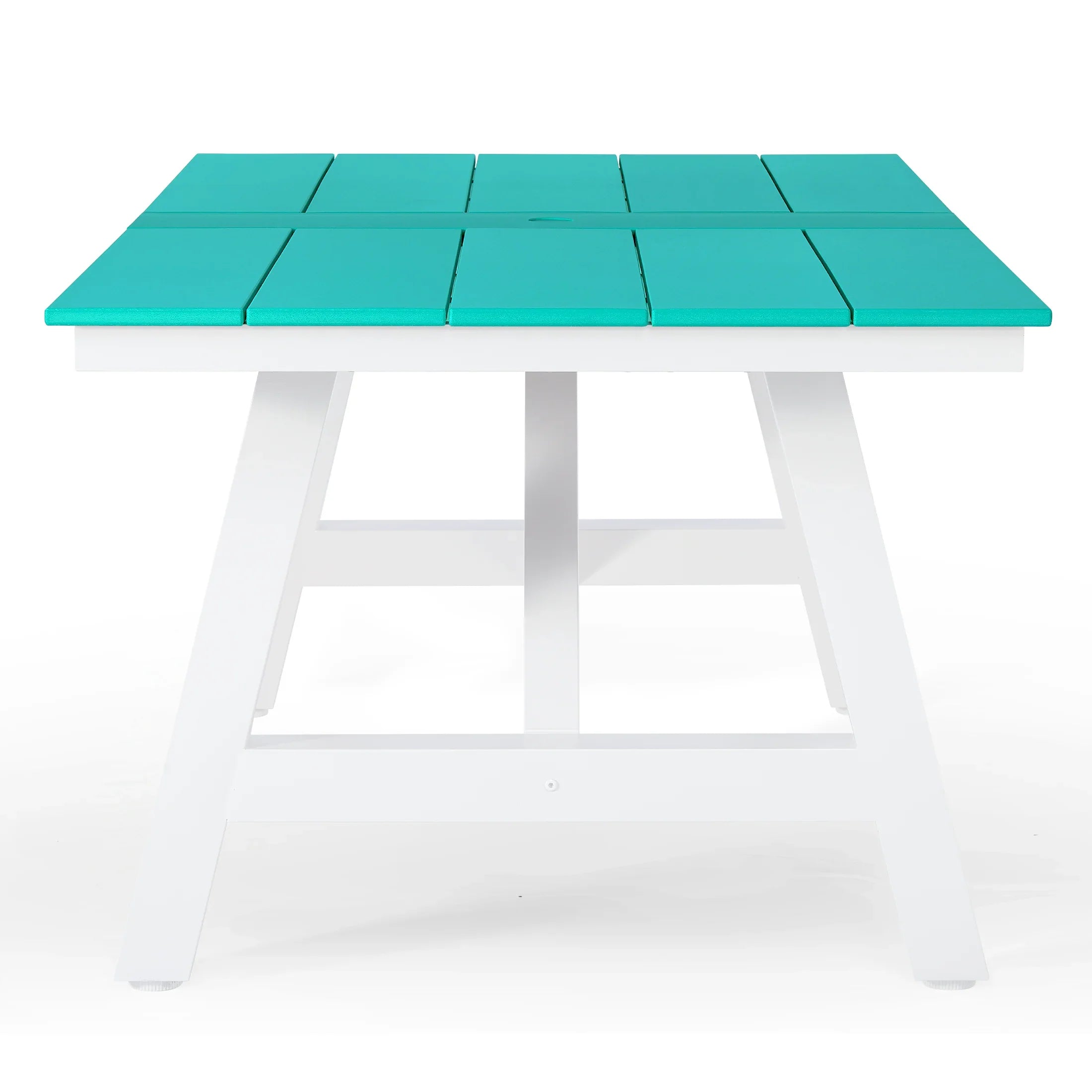Stinson 72" HDPE Rectangle Outdoor Patio Dining Table With Umbrella Hole and Metal Frame