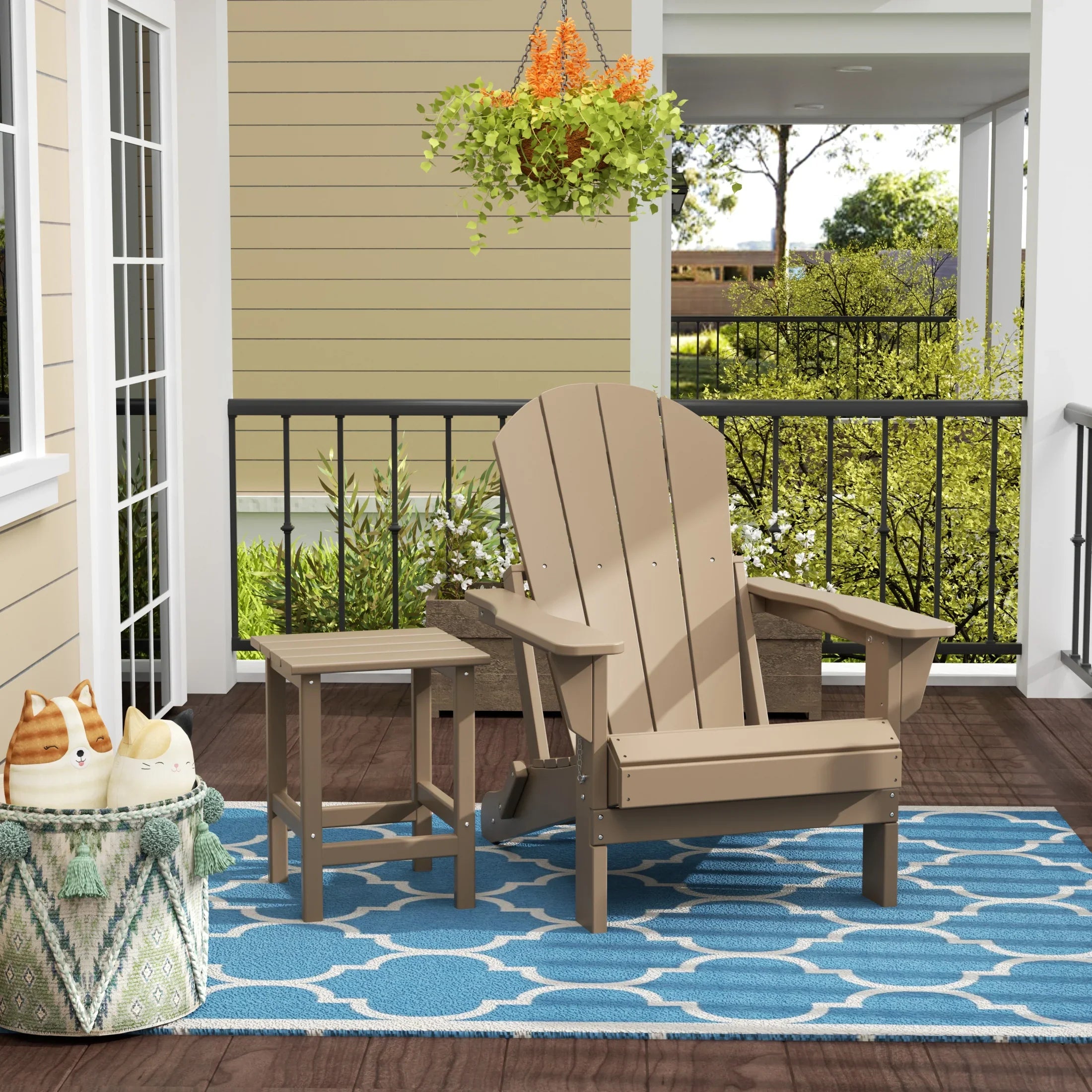 PARADISE 2-Piece Foldable Adirondack Lawn Chair with Patio Side
