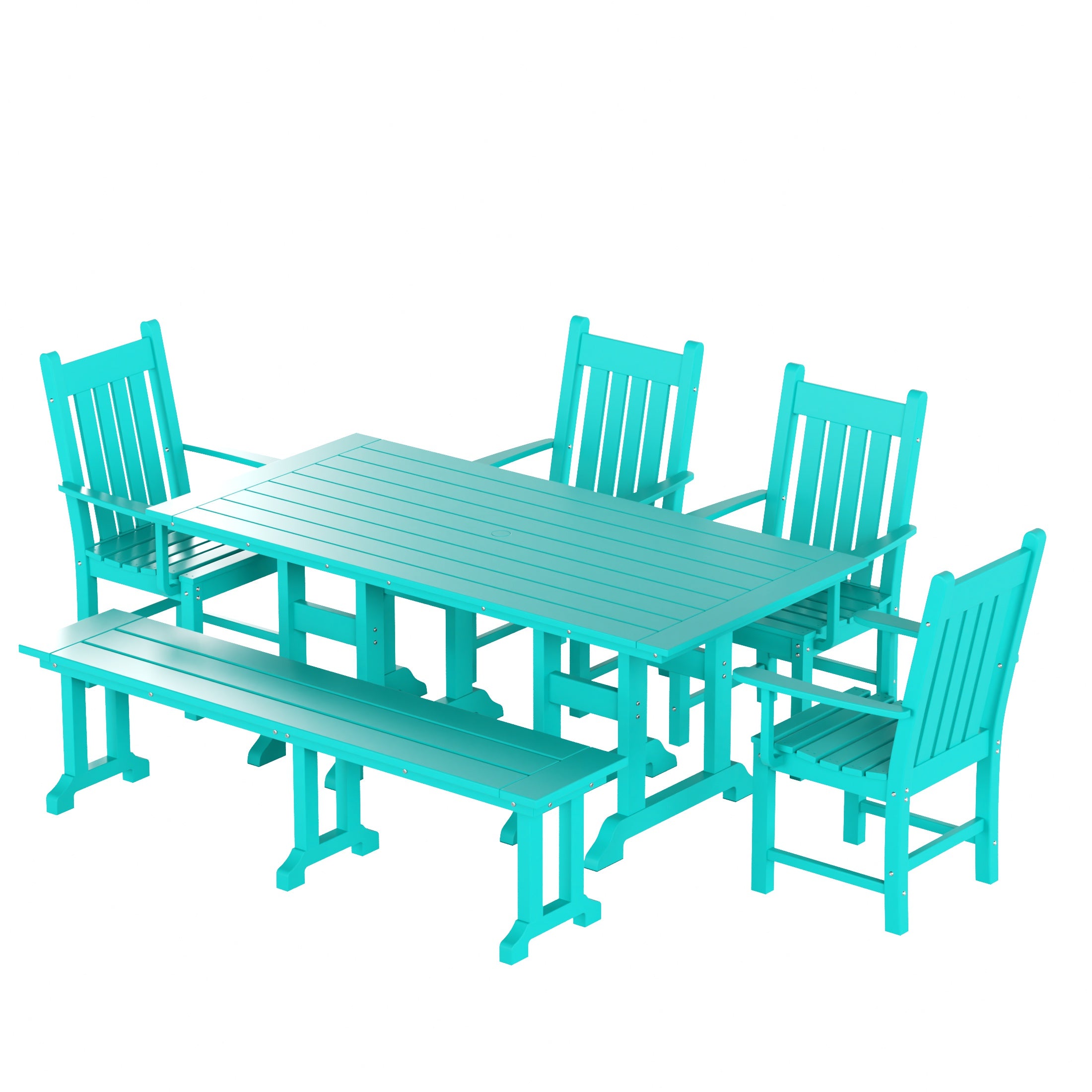 Paradise 6 Piece Outdoor Patio Dining Set Outdoor Table and Bench Armchair Set