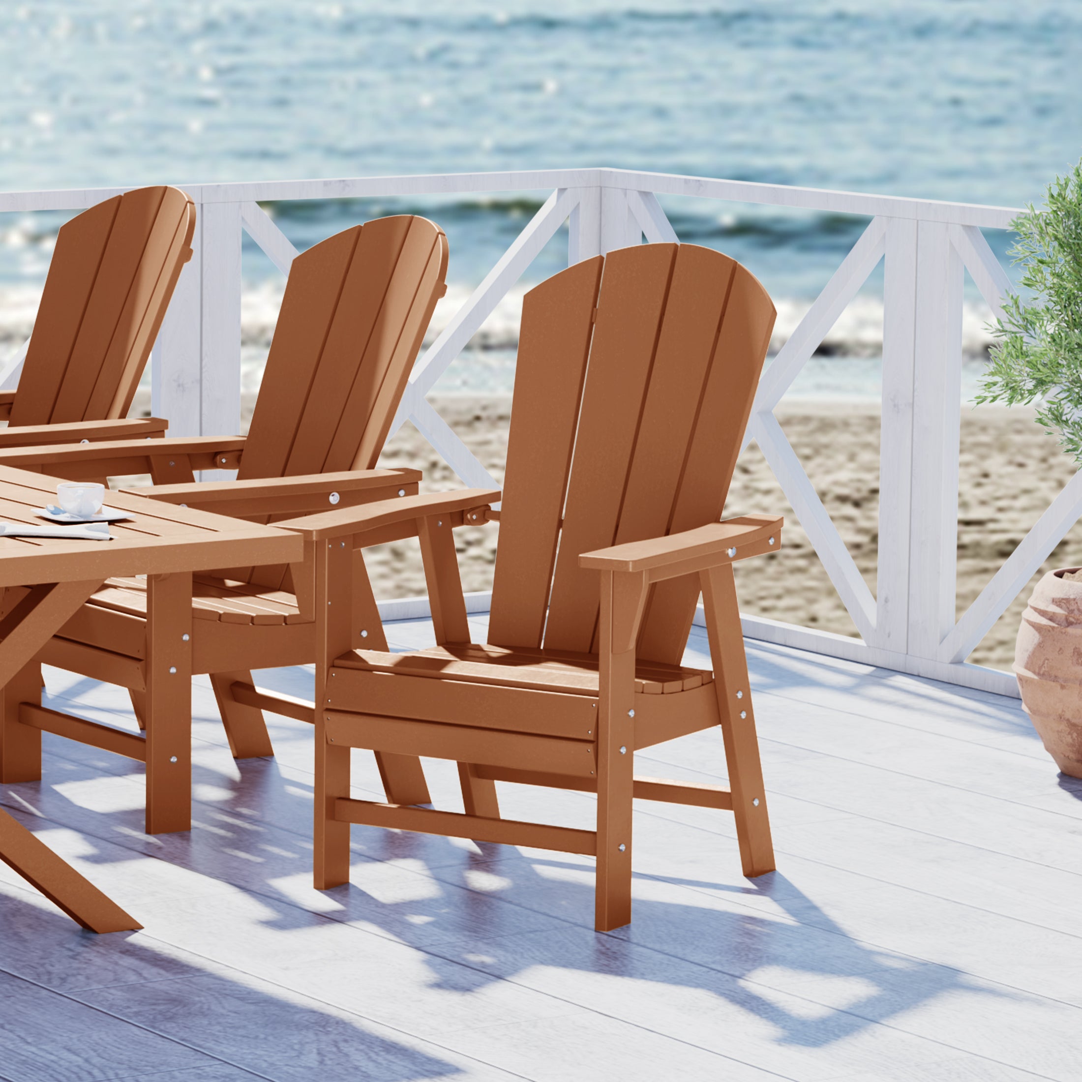 Paradise Malibu Outdoor Patio HDPE Plastic Adirondack Dining Chair