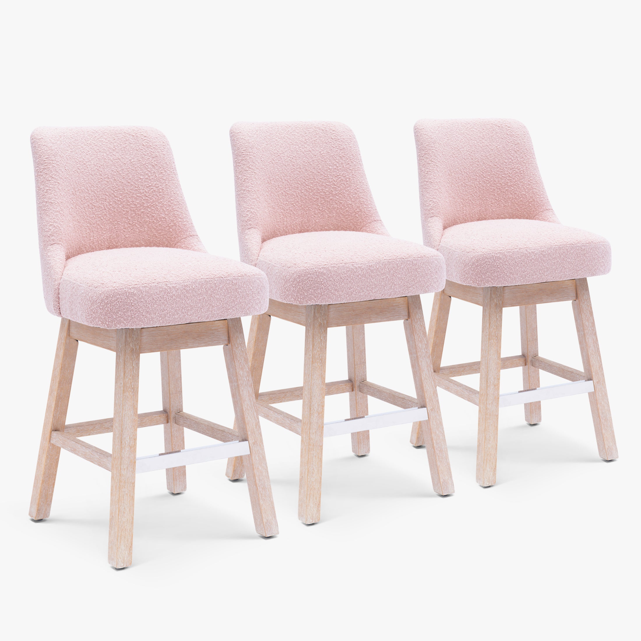 Amélie 26" Upholstered Swivel Counter Height Bar Stools (Set of 3)