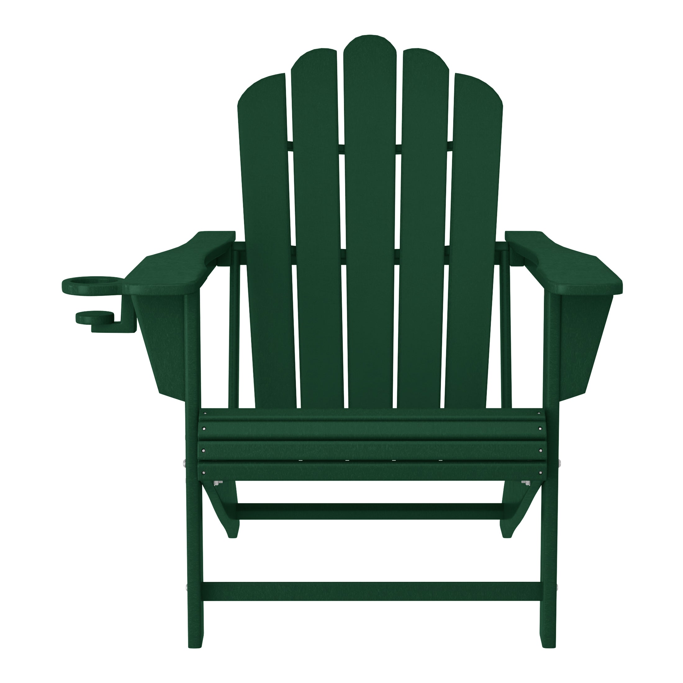 Lakeview 4-Piece Outdoor Patio HDPE Adirondack Chairs With Ottomans and Cup Holder Set