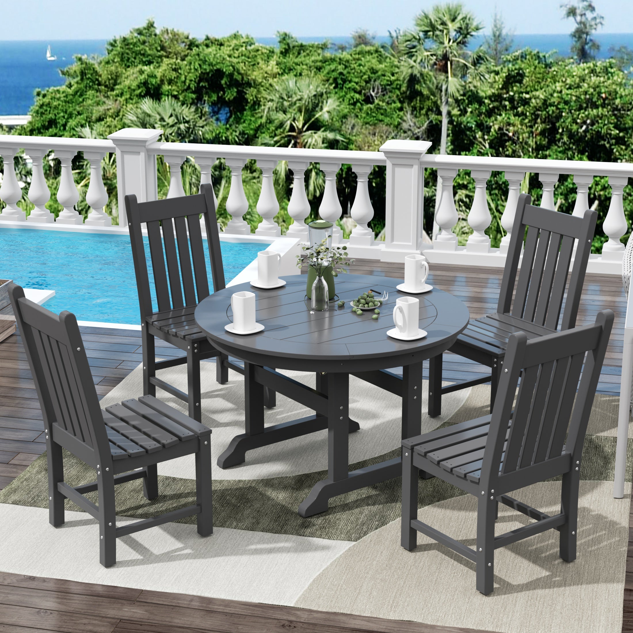 Paradise 5 Piece Outdoor Patio Dining Set Outdoor Round Table and Chair Set