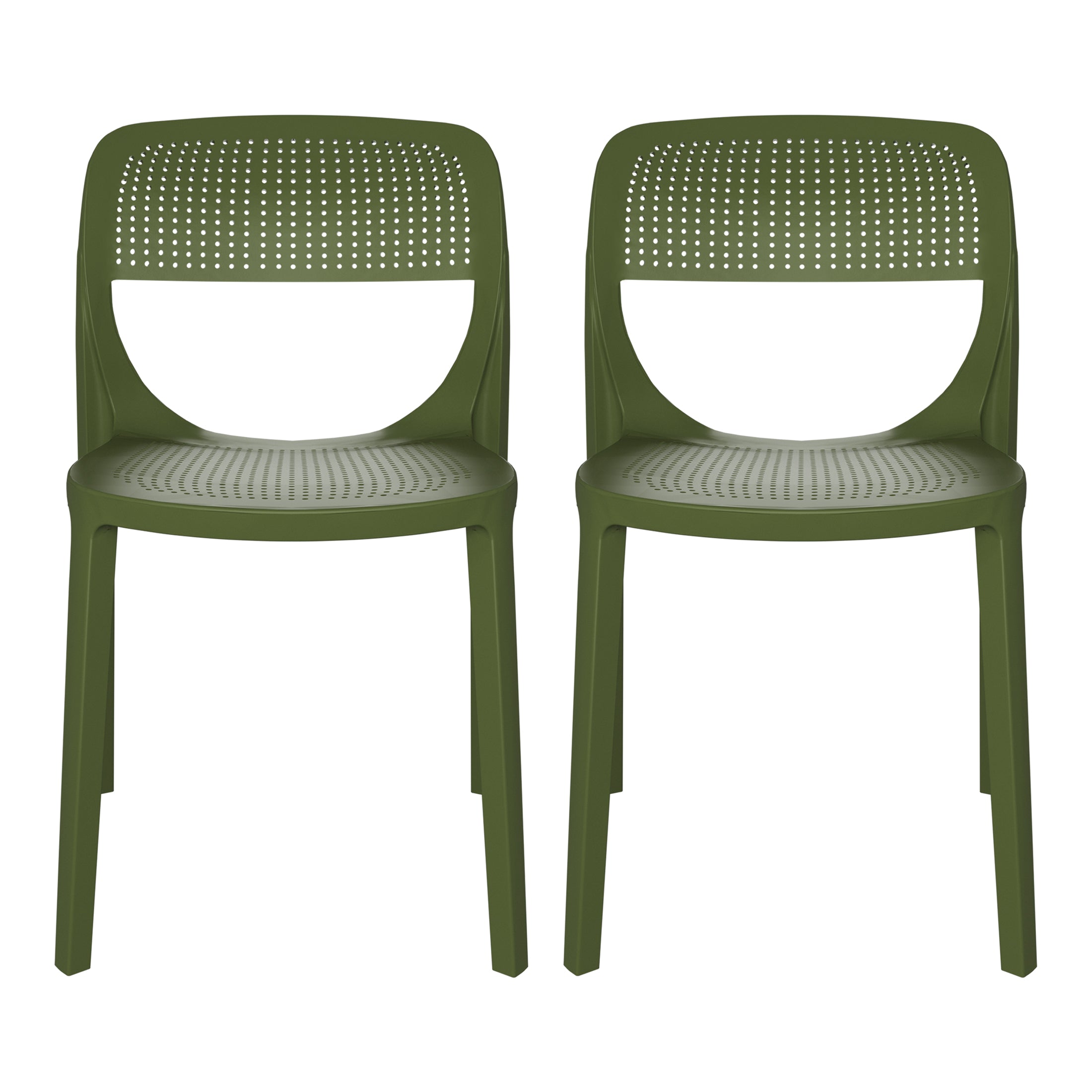 Sunshine Modern Stackable Plastic Resin Patio Dining Side Chair (Set of 2)