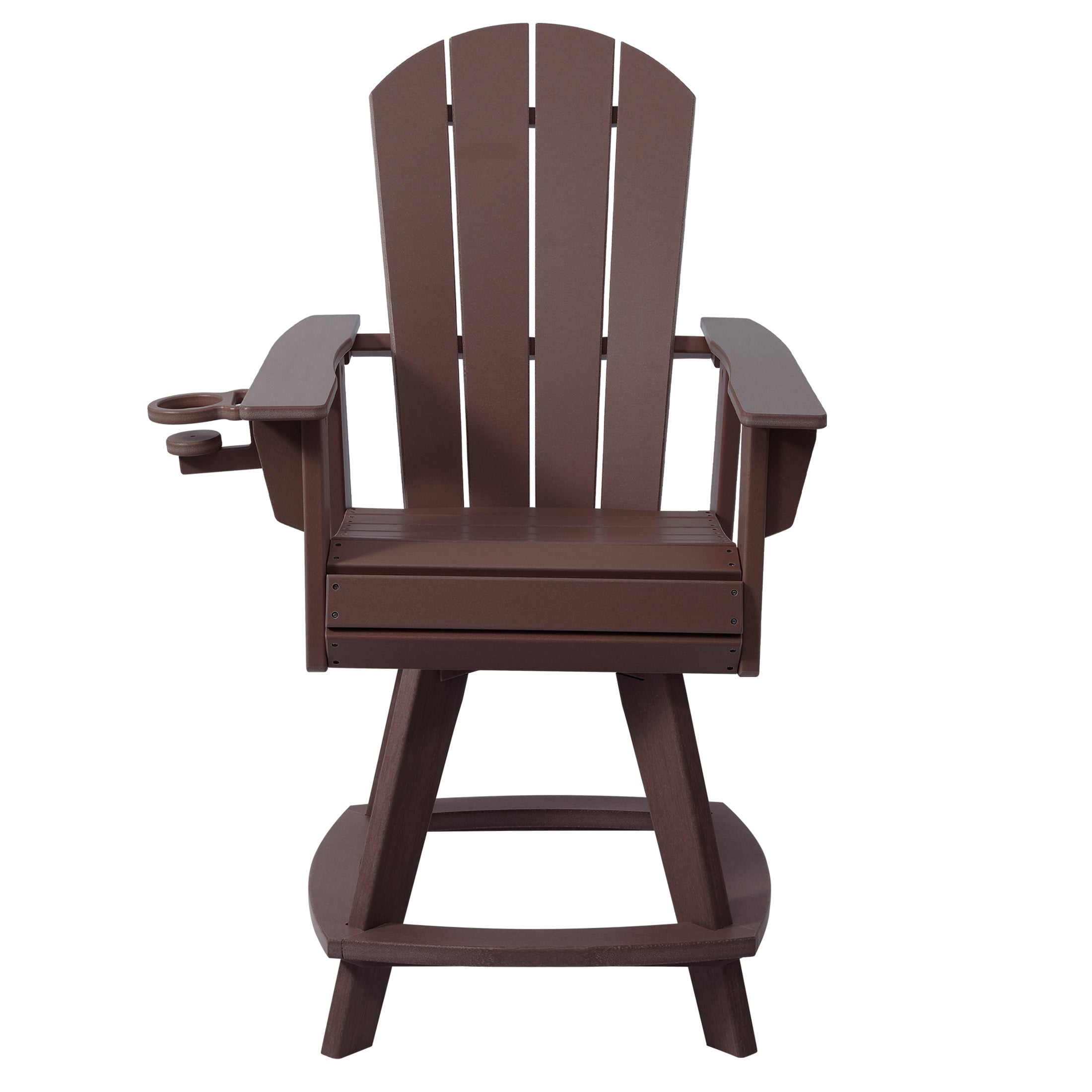 Paradise Outdoor HDPE Adirondack Swivel Counter Height Bar Chair With Cup Holder