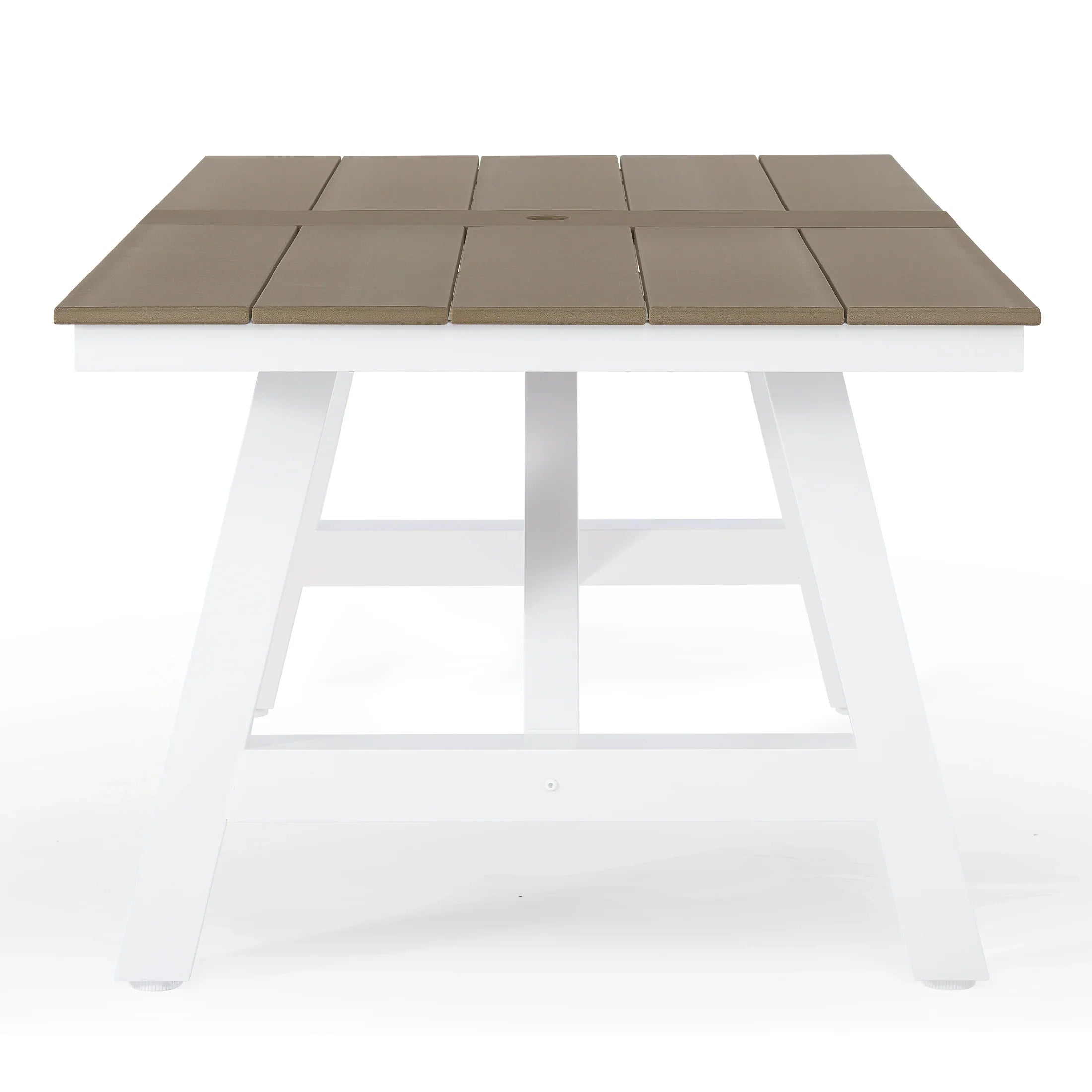 Stinson 72" HDPE Rectangle Outdoor Patio Dining Table With Umbrella Hole and Metal Frame