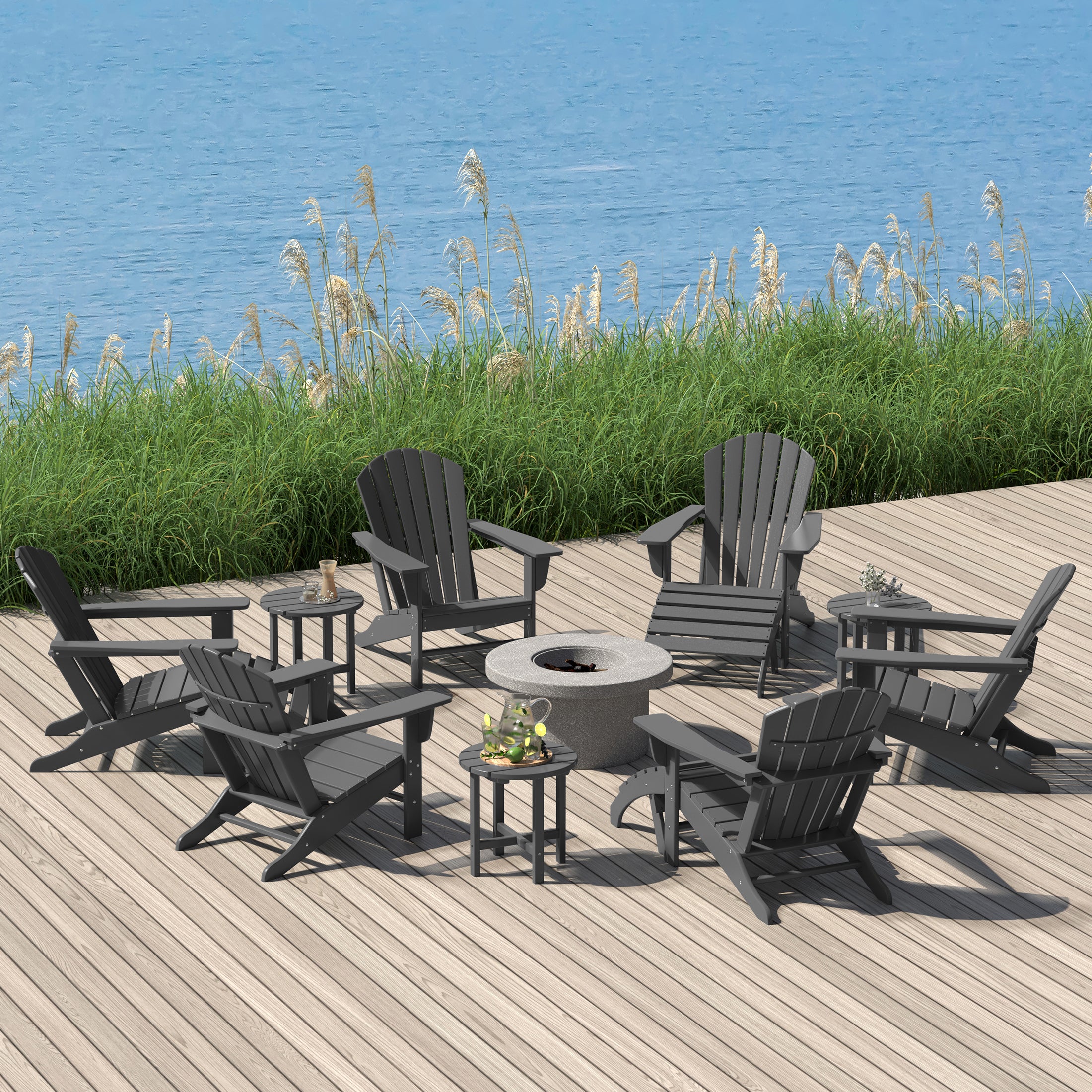 Portside 12 Piece Outdoor Adirondack Chair With Ottoman And Side Table