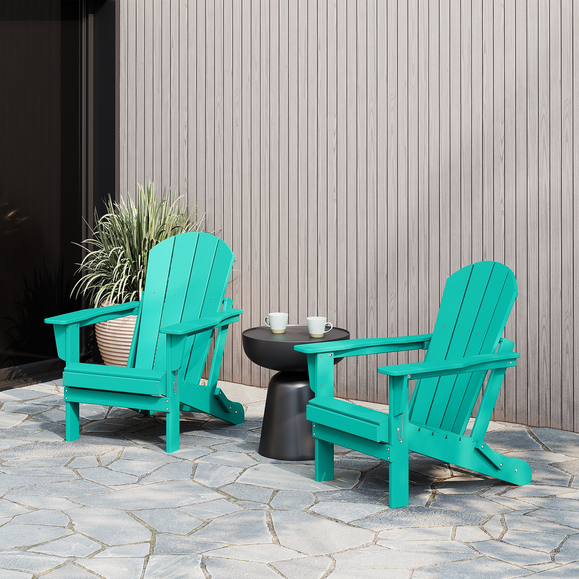 Paradise Westintrends 2 piece set outdoor folding Poly Adirondack chair