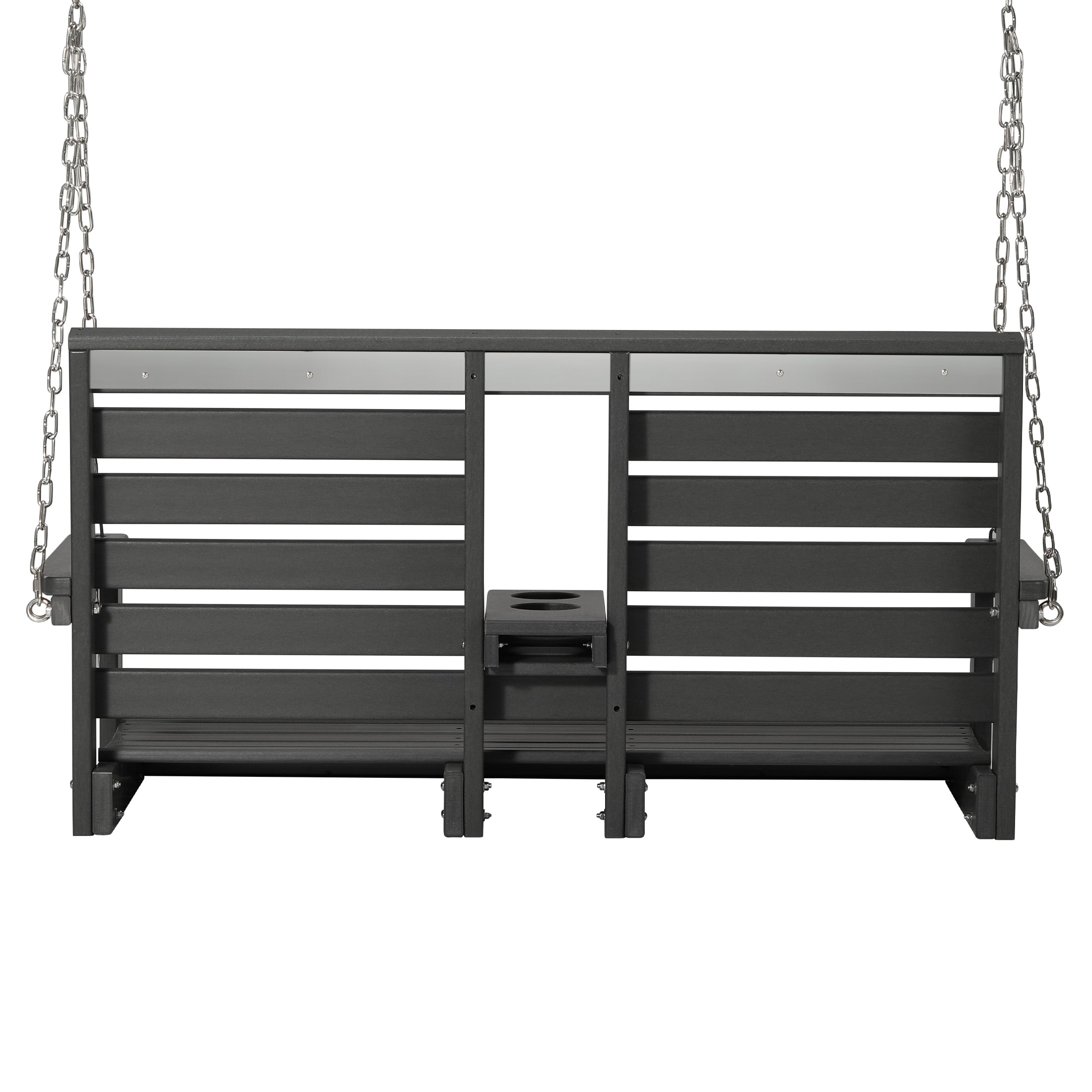 Charleston Outdoor HDPE 54" Front Hanging Porch Swing Bench With Cupholders