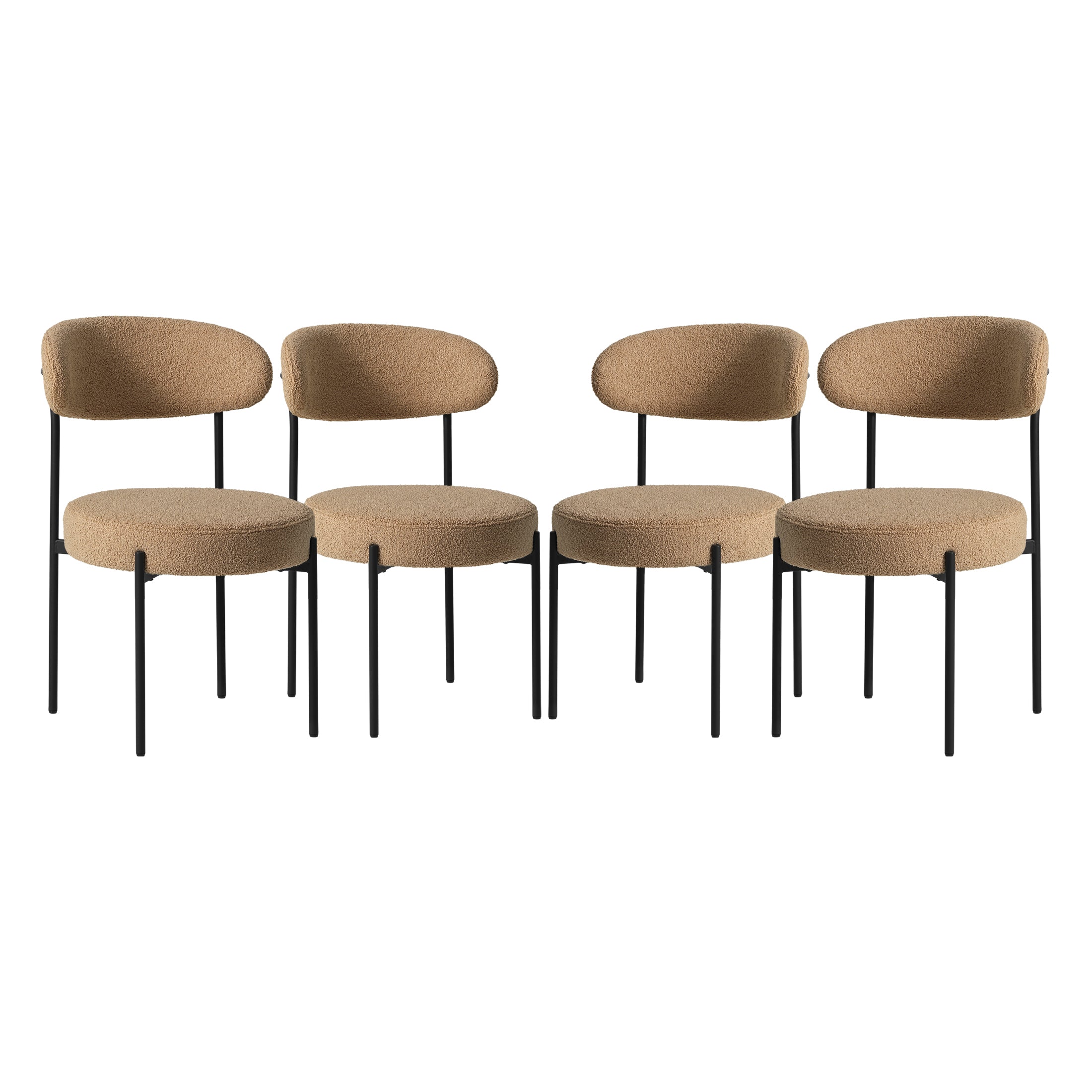 Celine Mid-Century Modern Upholstered Sherpa Round Dining Chairs (Set of 4)