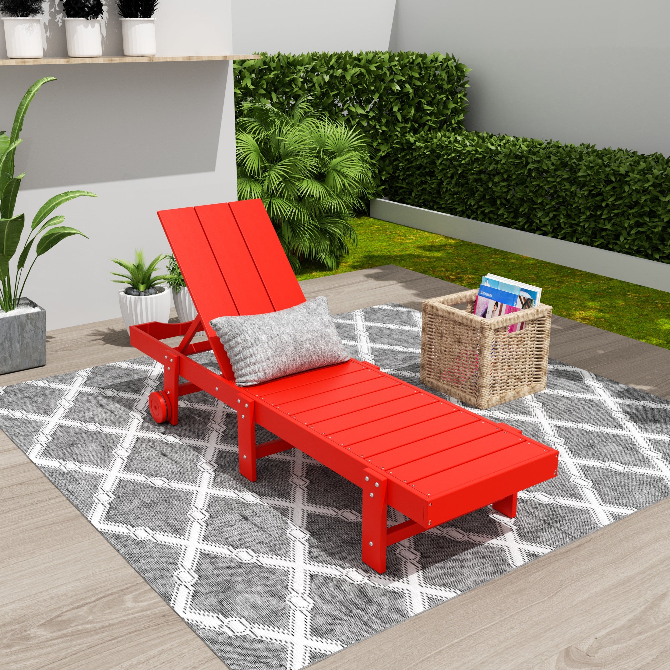 Palms Modern Poly Reclining Chaise Lounge With Wheels