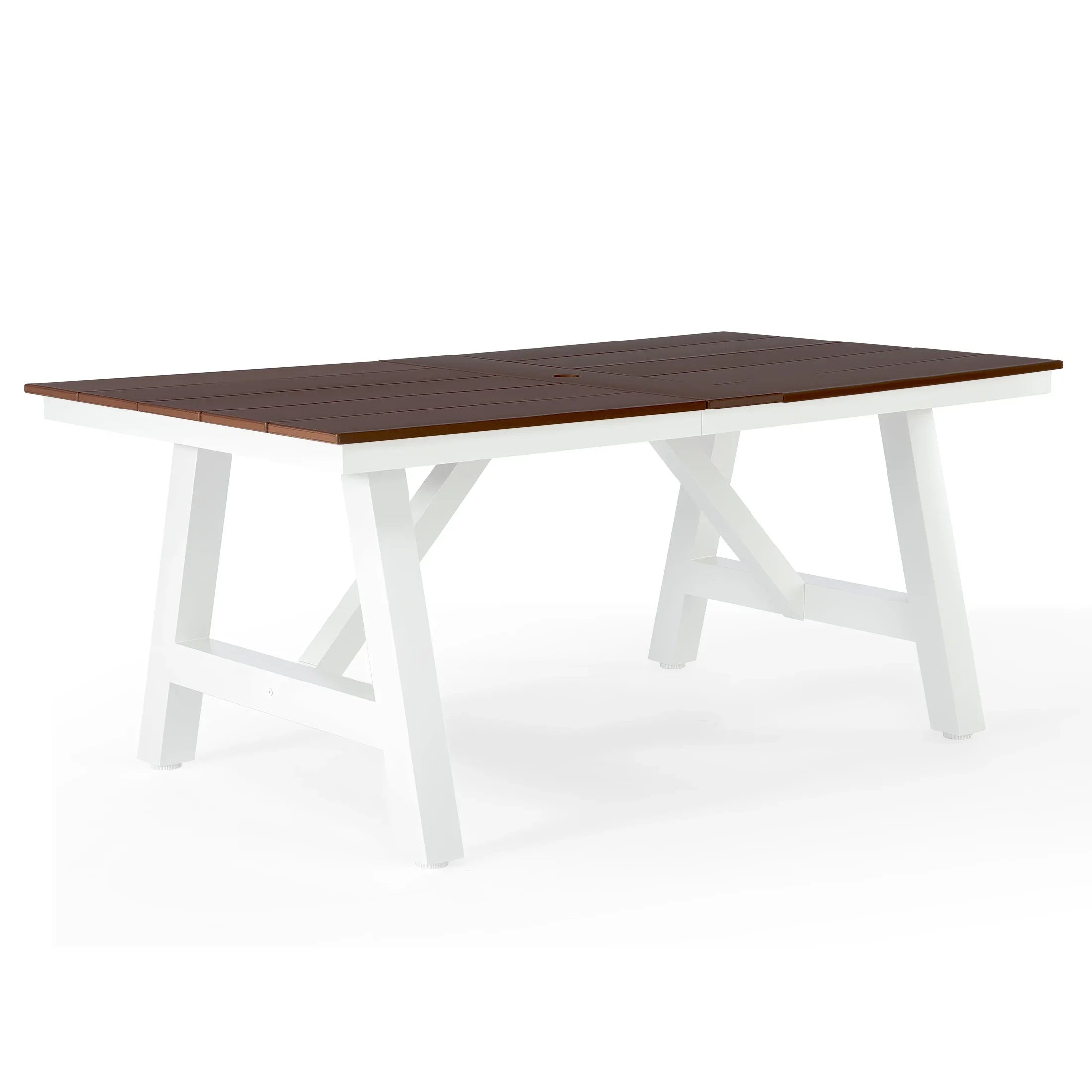 Stinson 72" HDPE Rectangle Outdoor Patio Dining Table With Umbrella Hole and Metal Frame