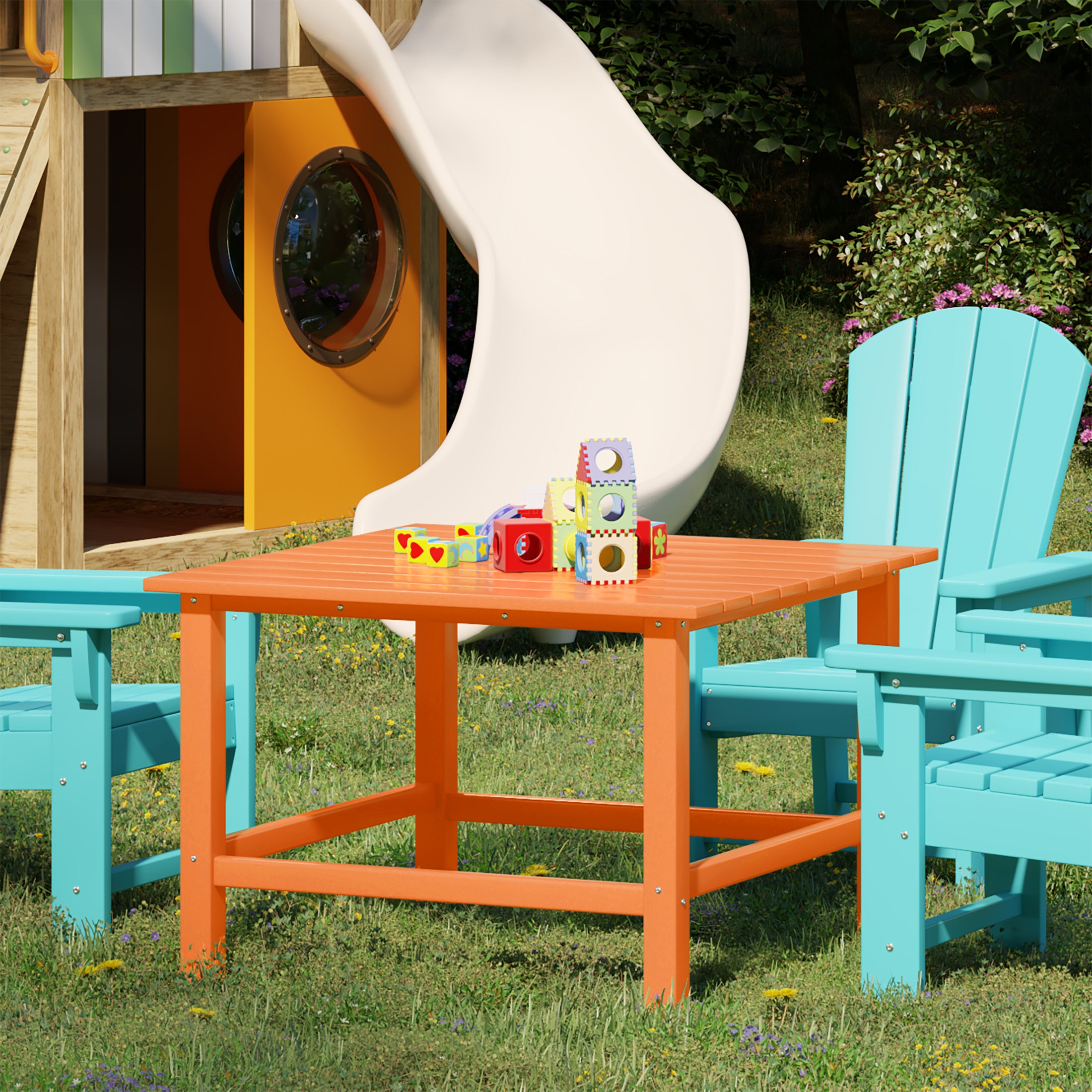 Paradise Kids Outdoor Patio Furniture HDPE Square Dining Table