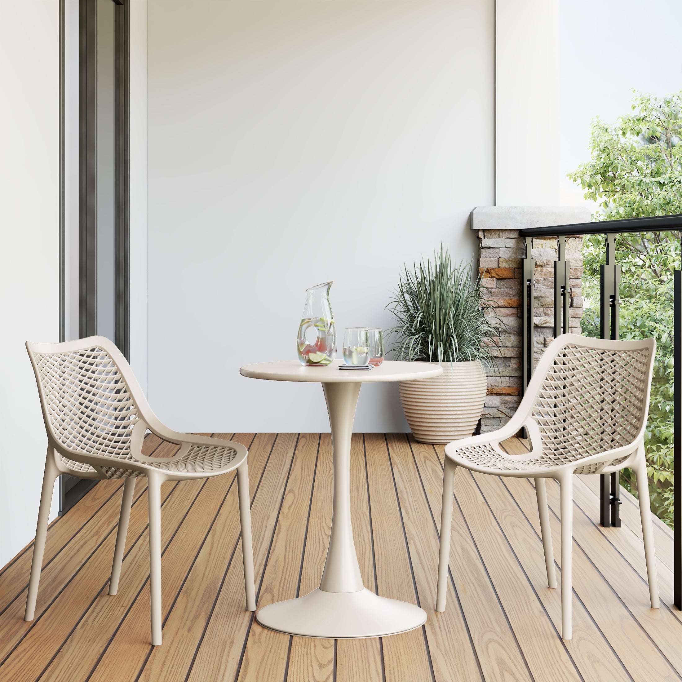 Sunshine Outdoor Stackable Modern Plastic Dining Chairs (Set of 2)
