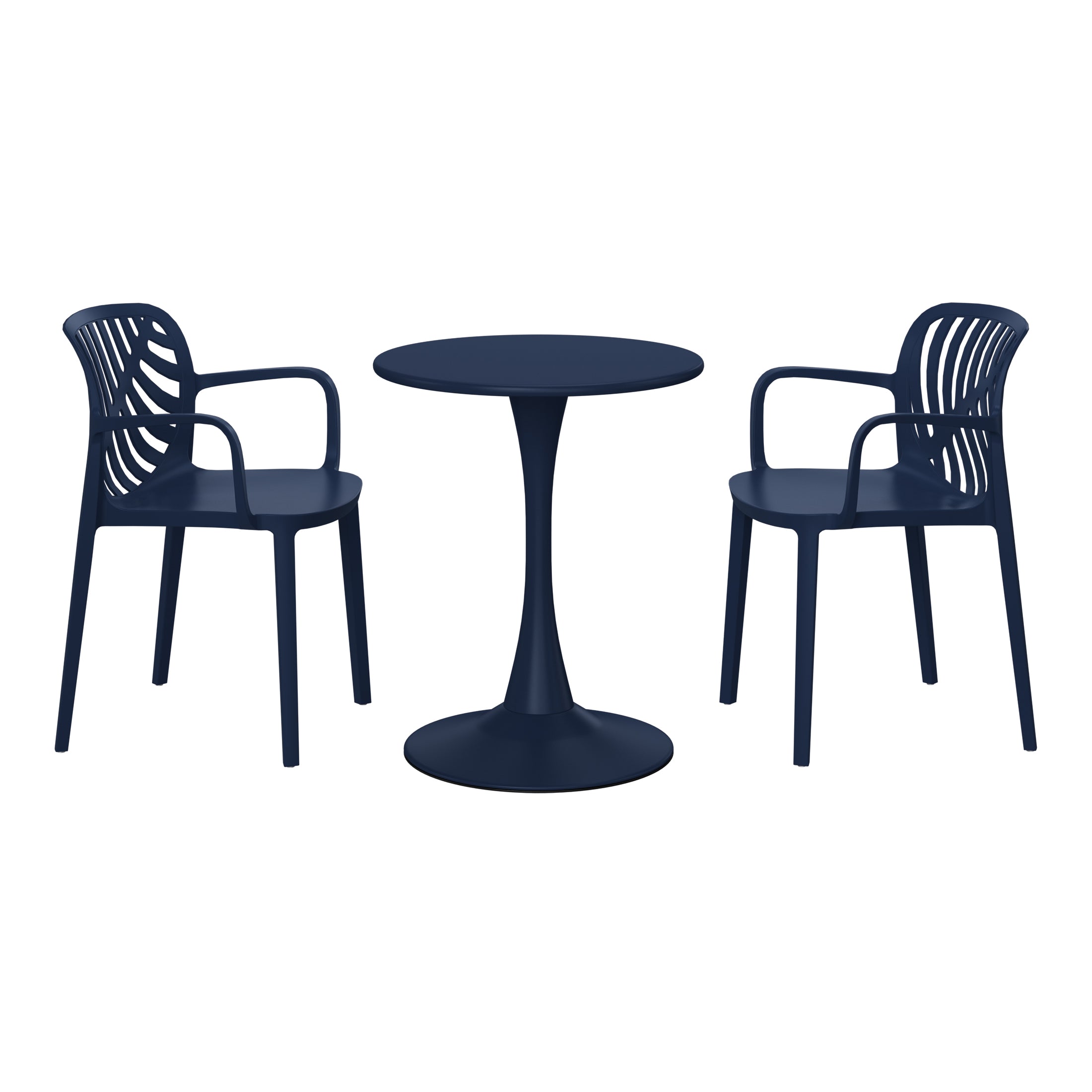 Sunshine 3-Piece Outdoor Indoor Metal Patio Dining Table Set With Stackable Patio Chairs