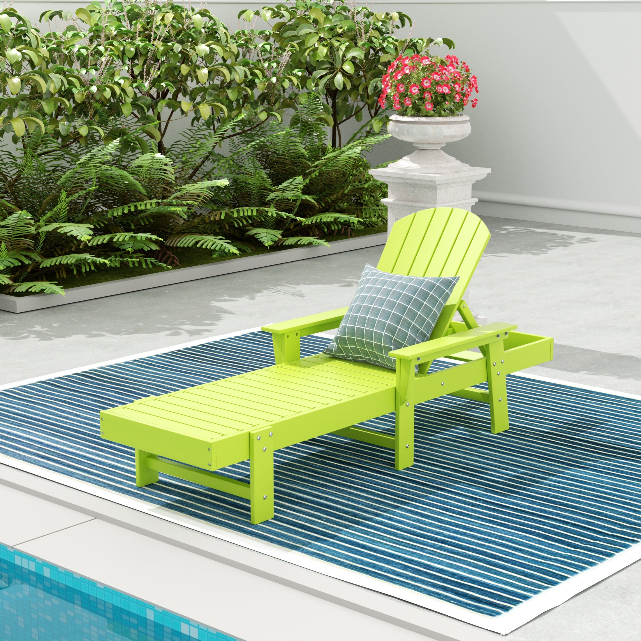 Portside Adirondack Poly Reclining Chaise Lounge With Arms