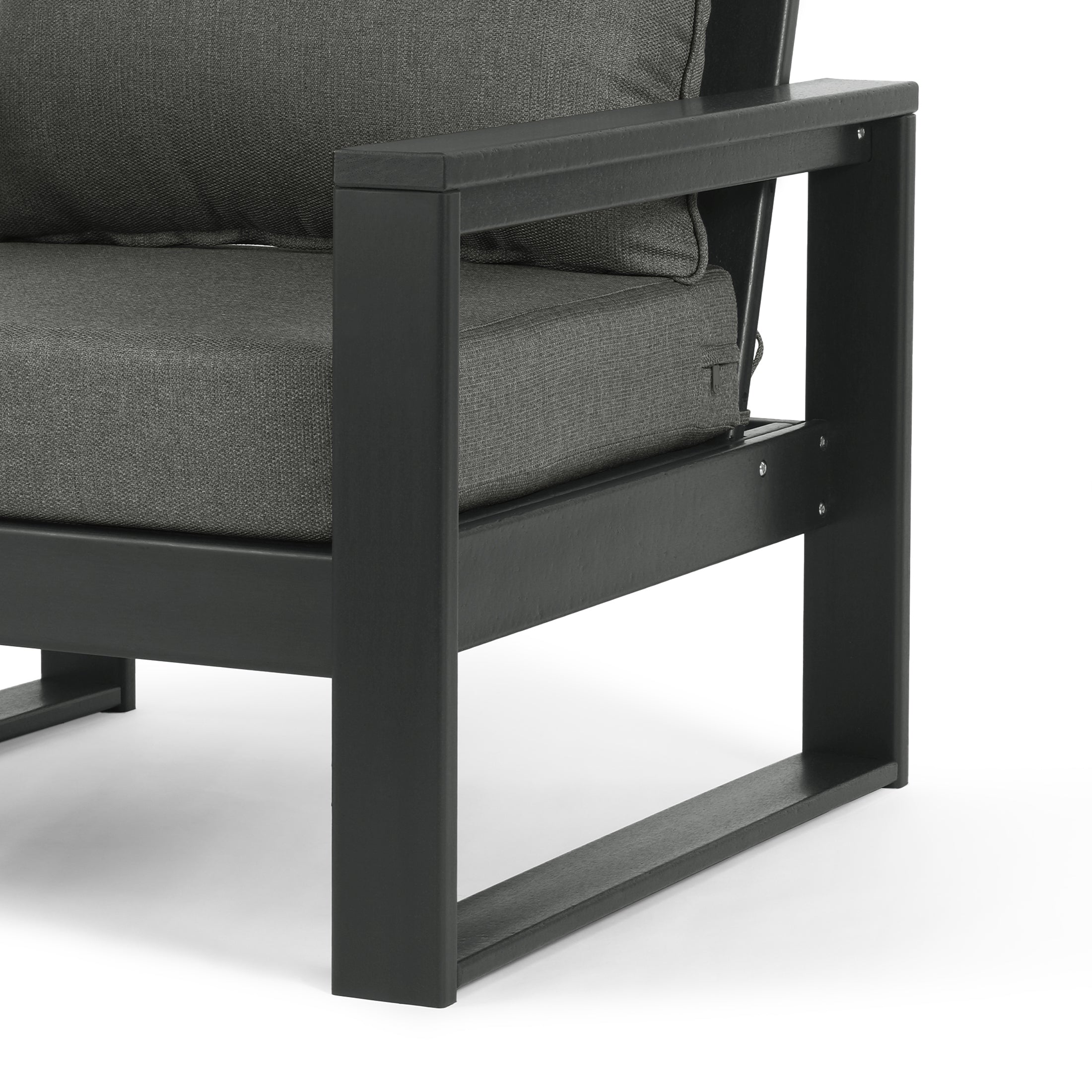 Rockaway Outdoor HDPE All-Weather Modern Patio Loveseat with Waterproof Cushions