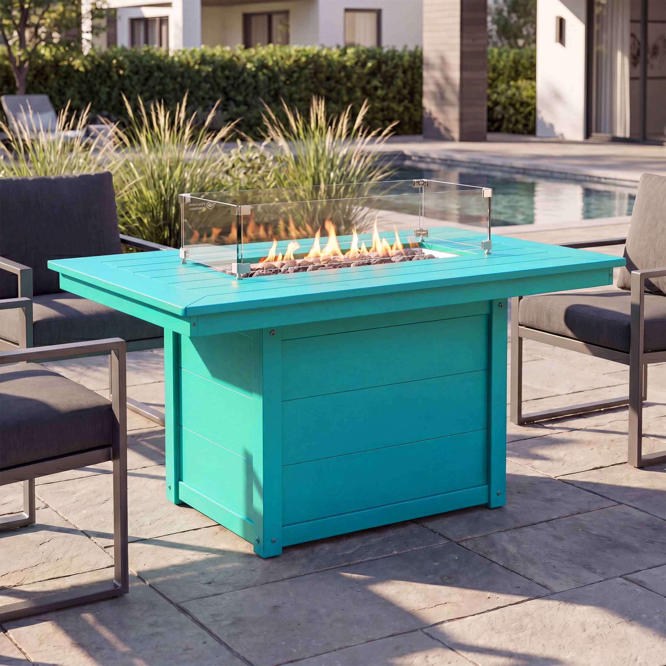 Sol 46" Modern Outdoor 55,000 BTU Patio Gas Propane Rectangle Deck Fire Pit Table