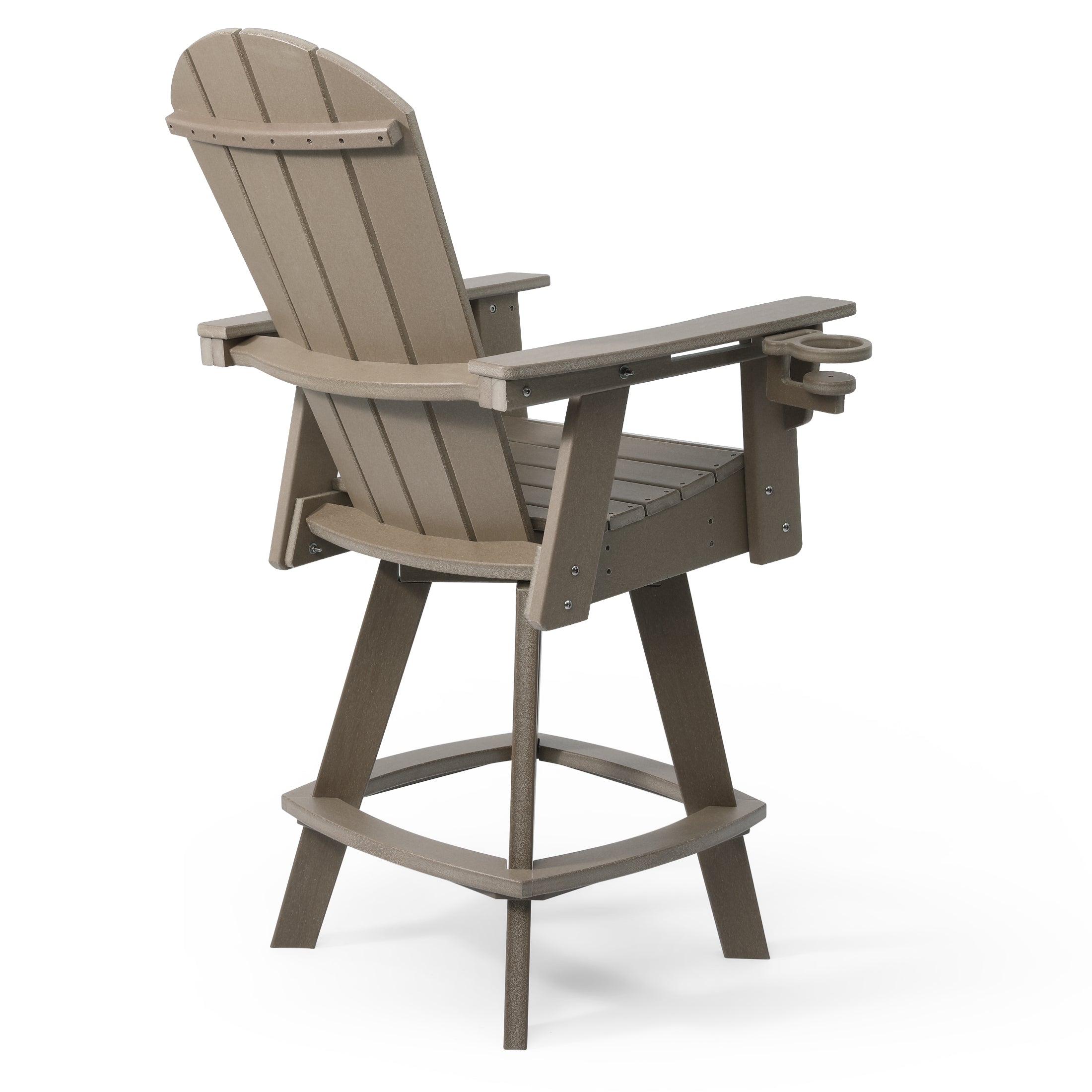 Paradise Outdoor HDPE Swivel Adirondack Bar Height Chair With Cup Holder