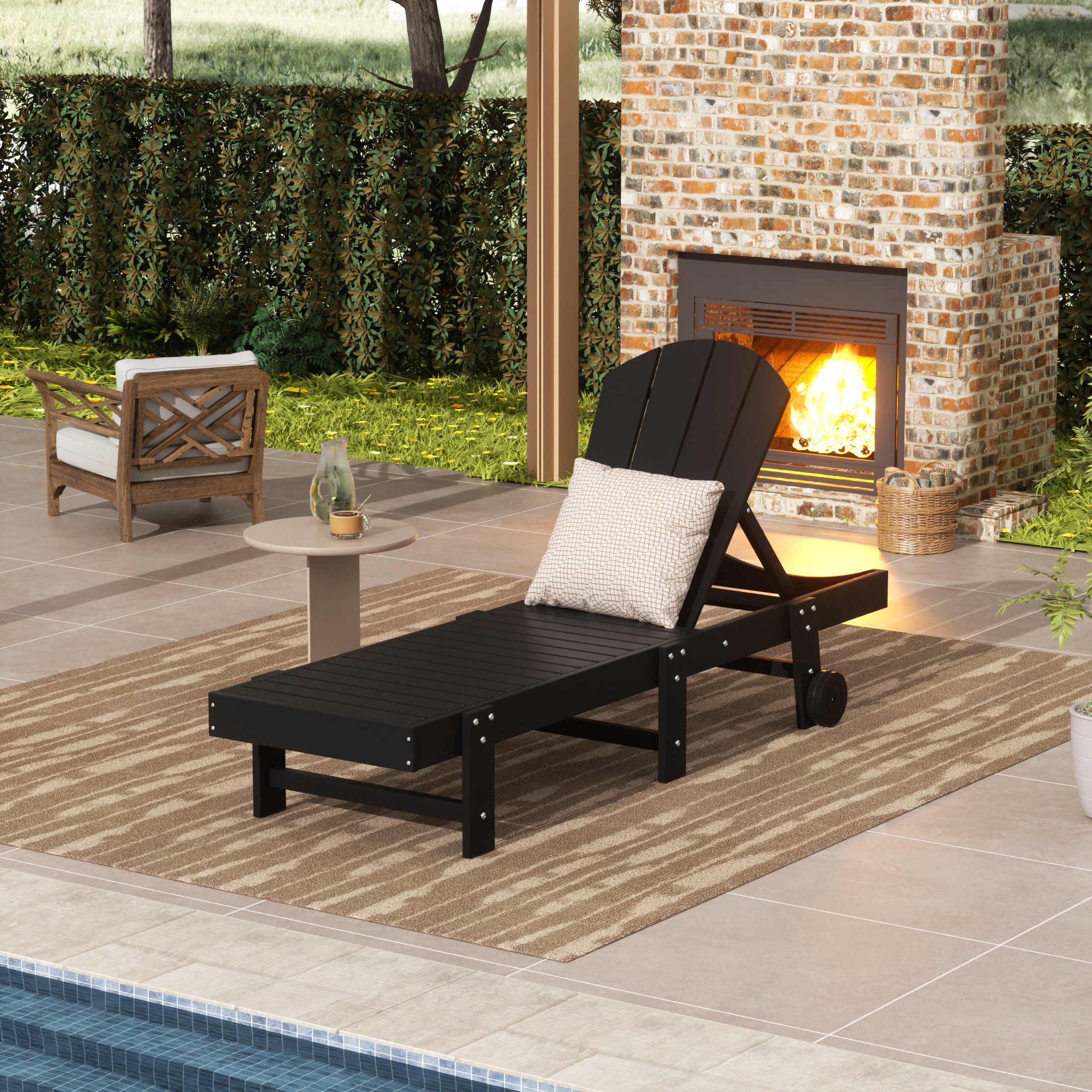 Paradise Adirondack Poly Reclining Chaise Lounge With Wheels